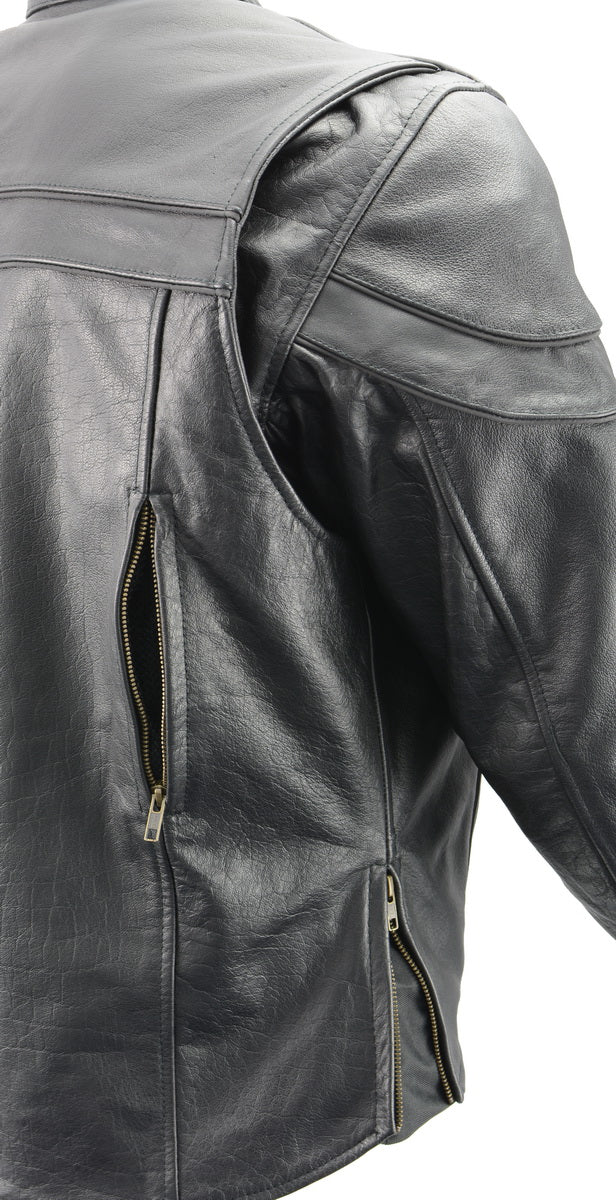 Men’s Premium Buffalo Black Leather Motorcycle Jacket with CE Armor Protection BZ1512 - Image 7