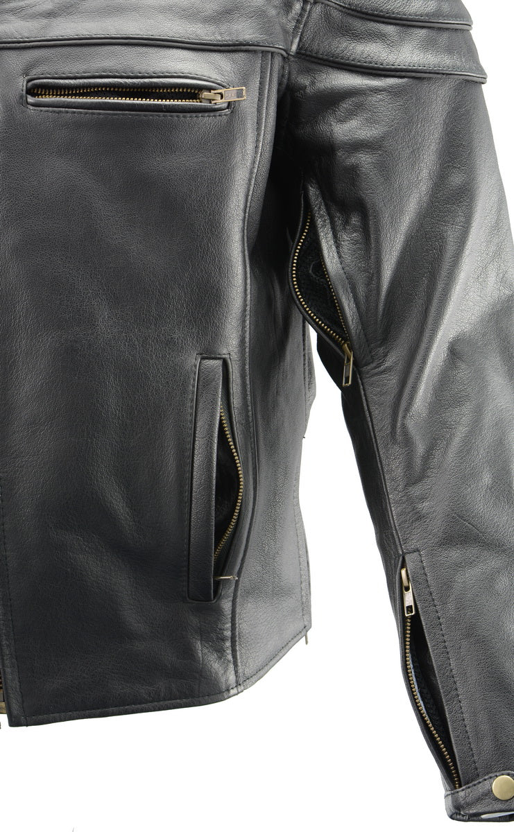Men’s Premium Buffalo Black Leather Motorcycle Jacket with CE Armor Protection BZ1512 - Image 8