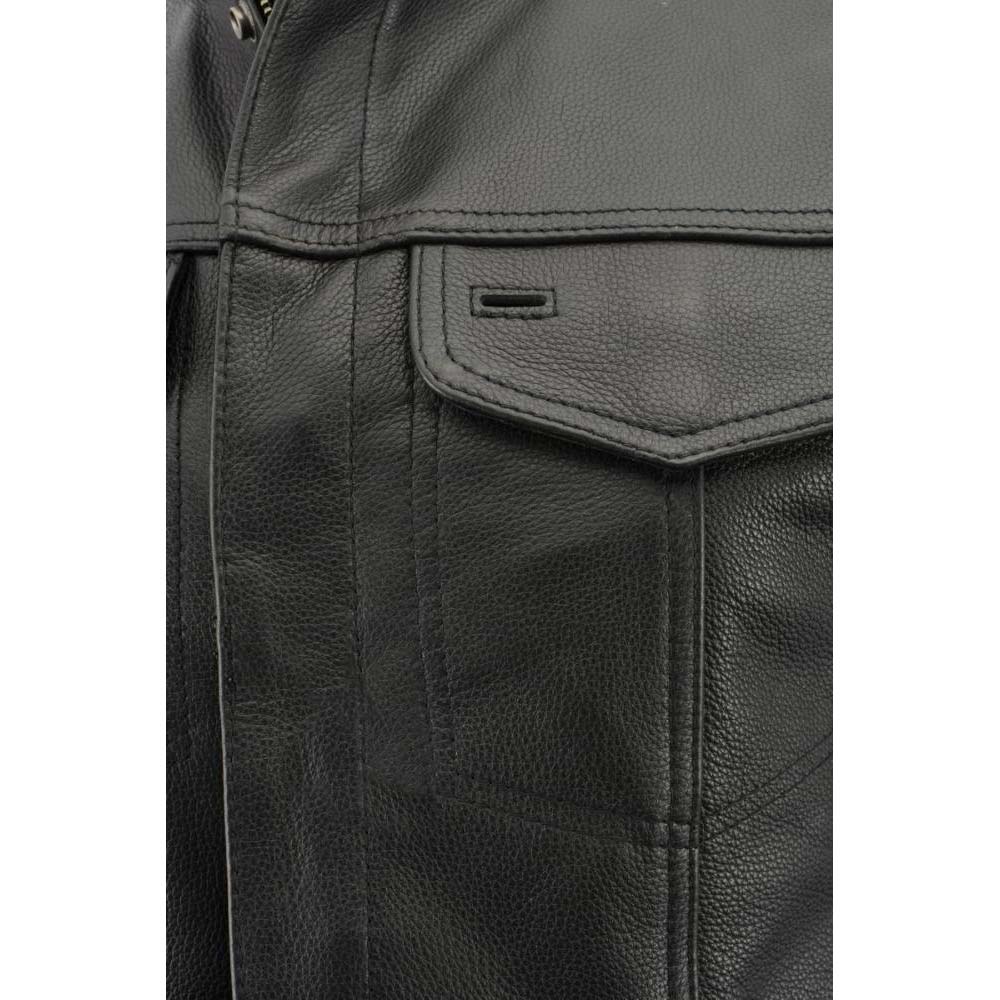 Men’s Premium Cowhide Leather Club Style Motorcycle Biker Riding Vest BZ6410 - Image 7