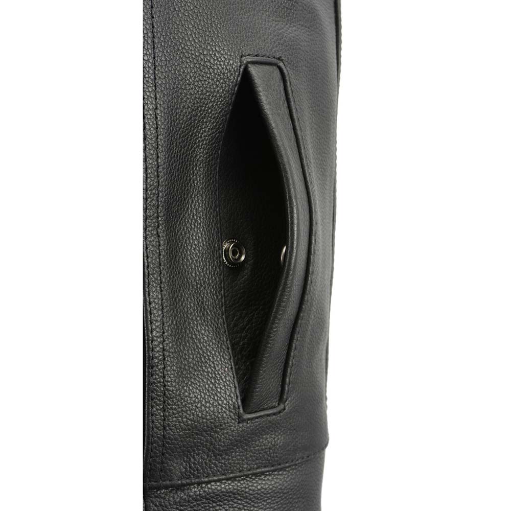 Men’s Premium Cowhide Leather Club Style Motorcycle Biker Riding Vest BZ6410 - Image 8