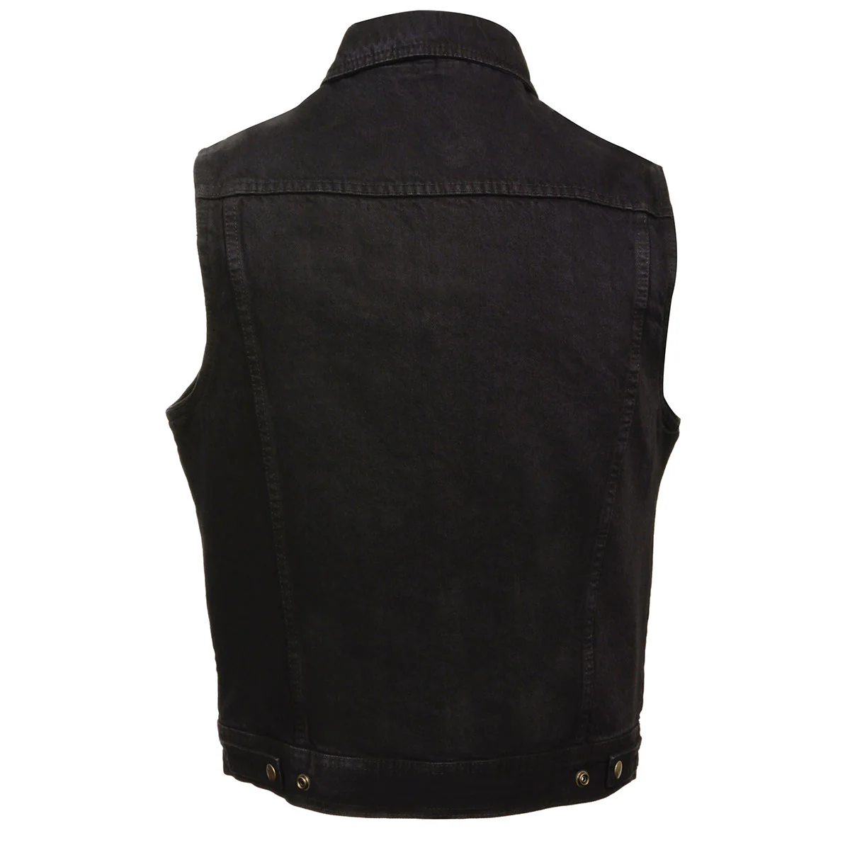 Men’s XS107 Classic Black Snap Front Denim Vest with Shirt Style Collar - Image 2
