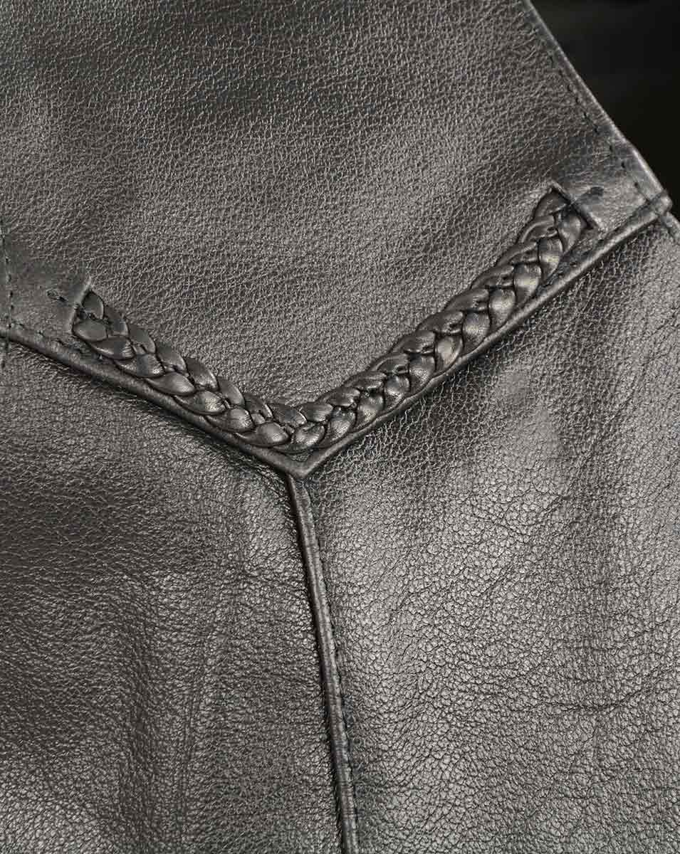 Men’s XS13512 Black Classic Braided Motorcycle Biker Vest - Image 4