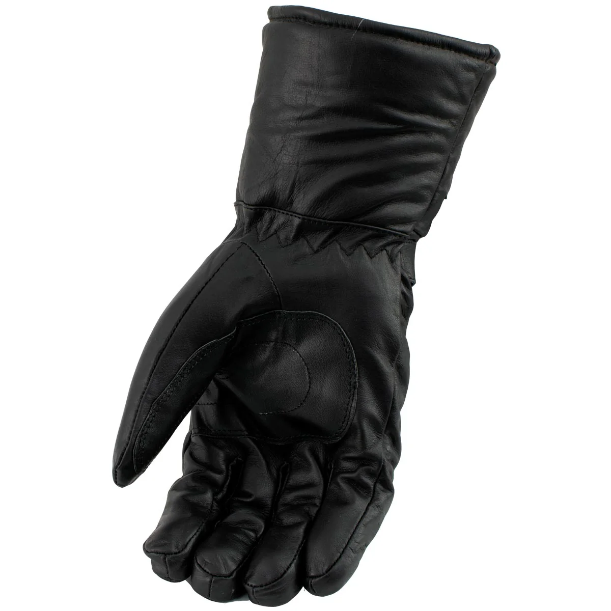 Men’s XS2066 Black Gauntlet Leather Motorcycle Winter Gloves with Rain Cover - Image 2