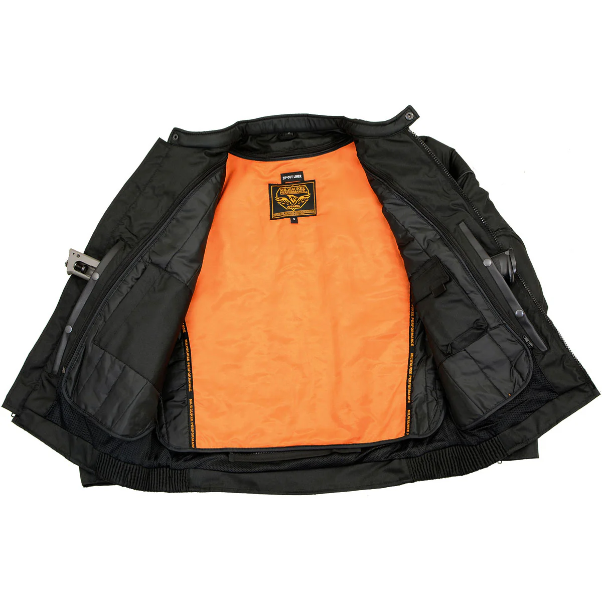 Milwaukee Leather MPM1740 Men's Black Vented Textile Jacket with Reflective Stripes - Image 4