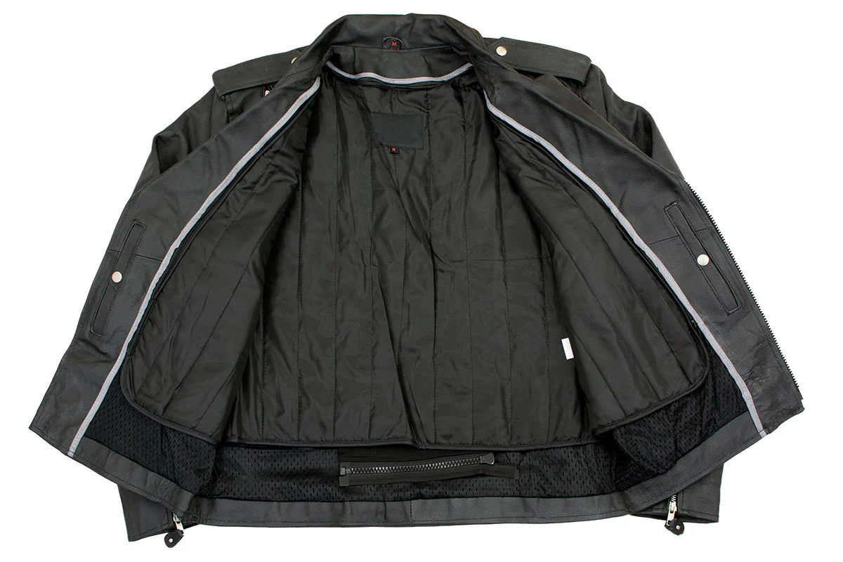 Men's XS403 Black Classic Vented Biker Jacket with Side Laces - Image 4