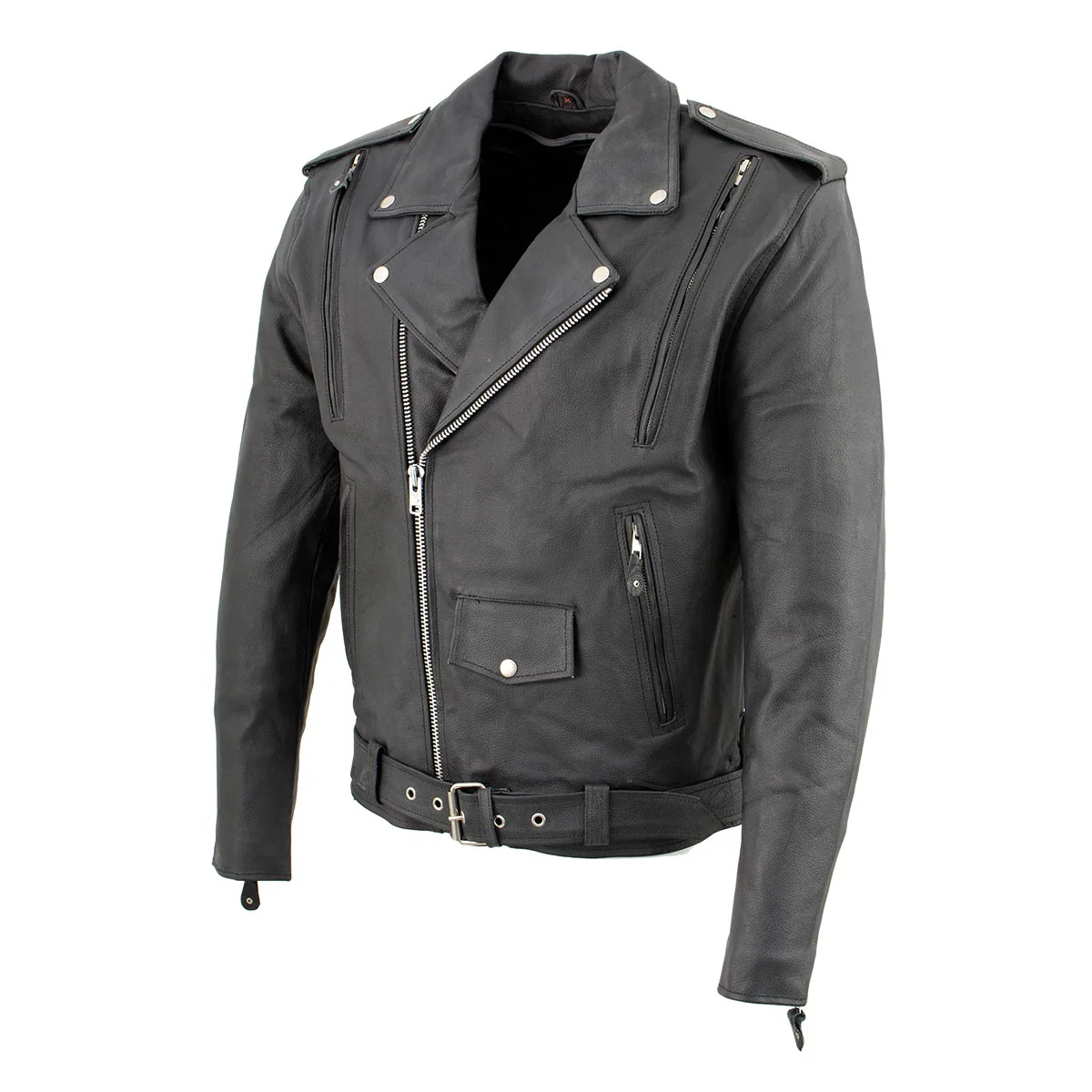 Men's XS403 Black Classic Vented Biker Jacket with Side Laces - Image 5