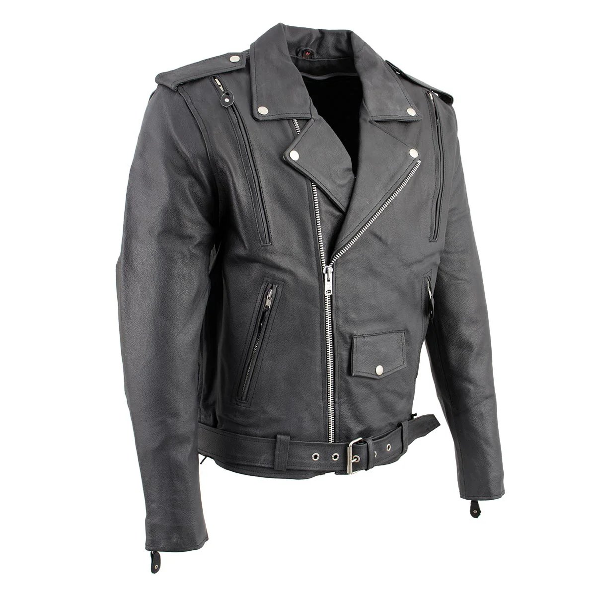 Men's XS403 Black Classic Vented Biker Jacket with Side Laces - Image 7