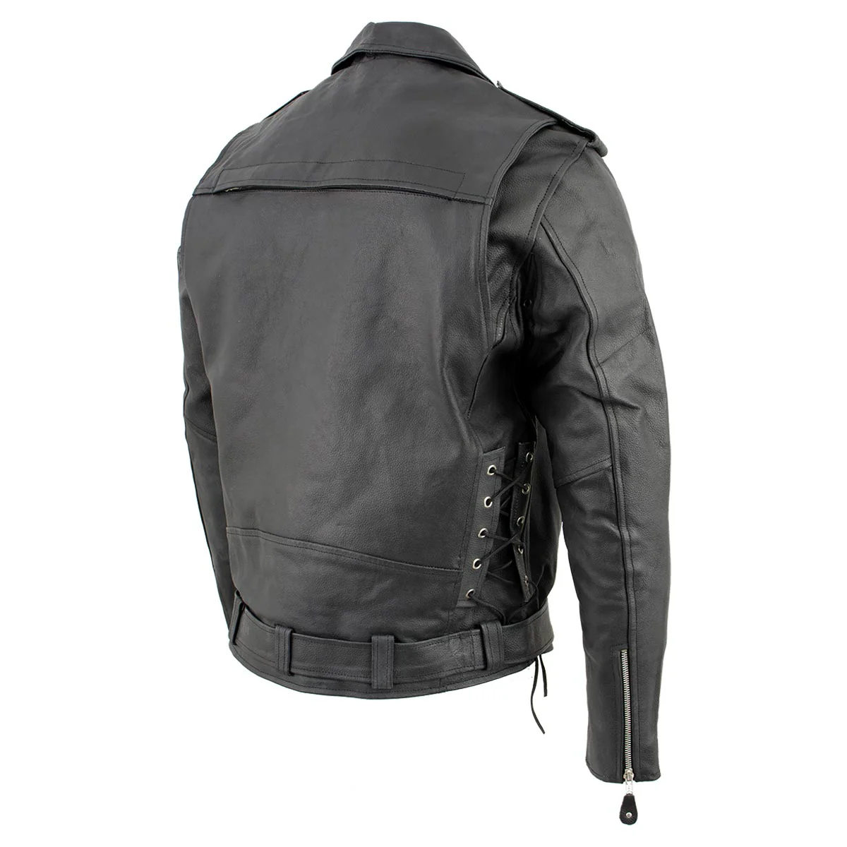 Men's XS403 Black Classic Vented Biker Jacket with Side Laces - Image 8