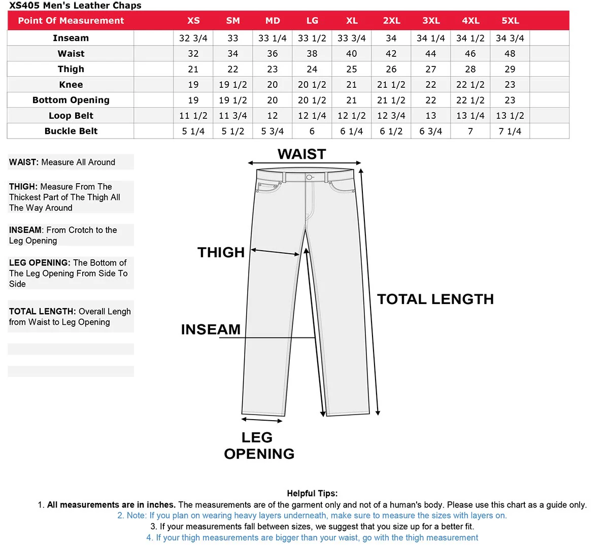 Men's XS405 Classic Black Thermal Lined Leather Motorcycle Chaps with Outside Flap Pocket - Image 5