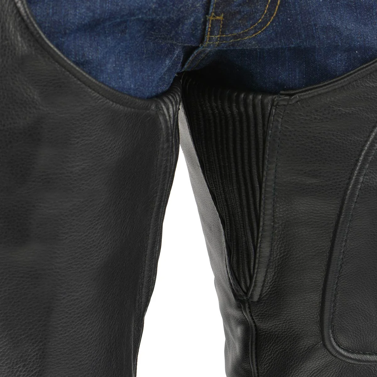 Men's XS43401 Black Thermal Lined 3 Pocket Leather Motorcycle Chaps - Image 3