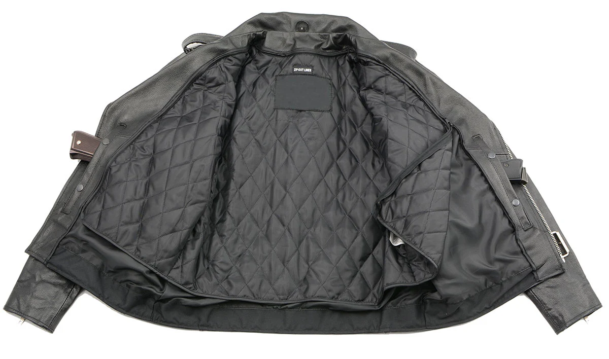 Men's XS703 Black Embossed 'Live to Ride, Ride to Live' Classic Motorcycle Jacket - Image 2