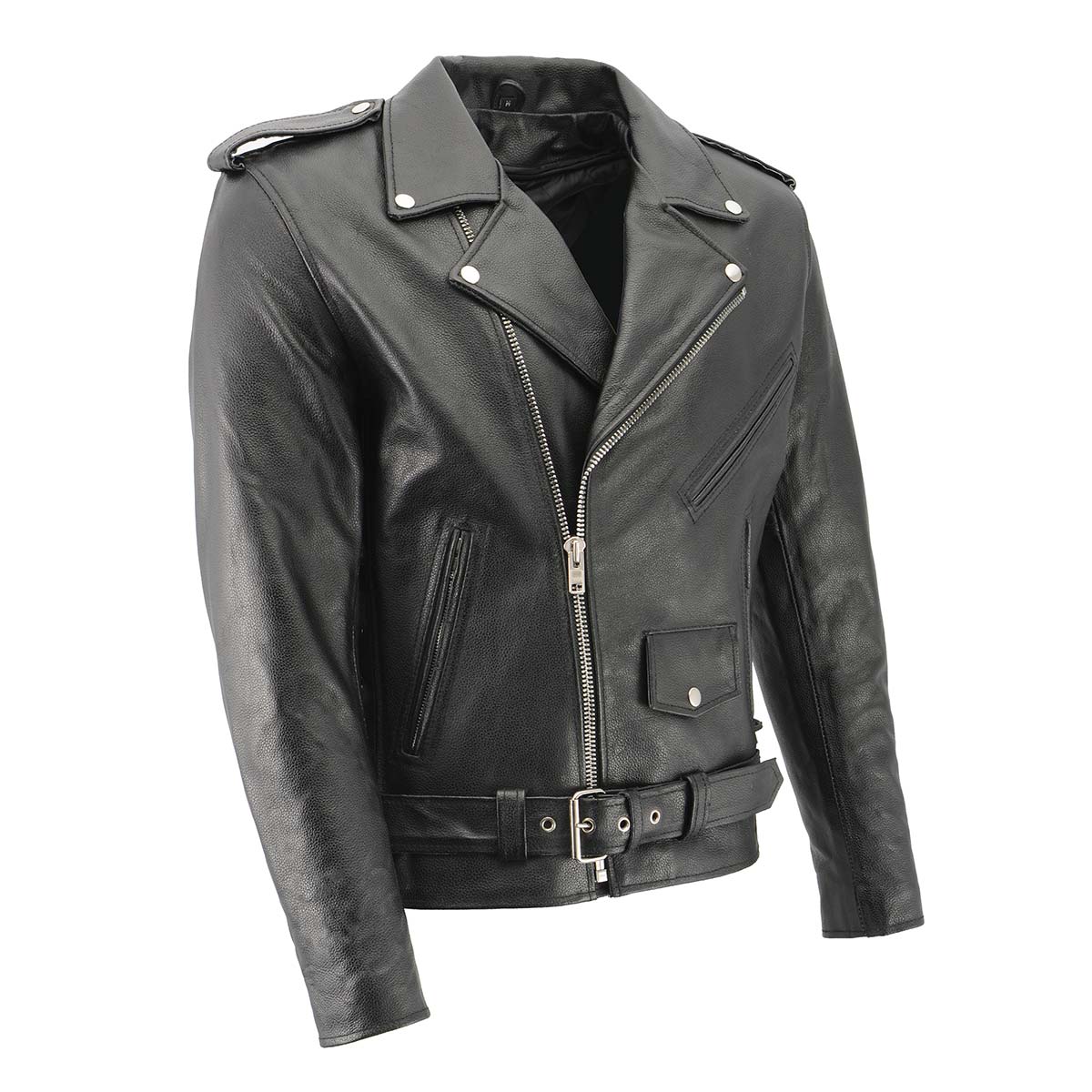 Men's XS703 Black Embossed 'Live to Ride, Ride to Live' Classic Motorcycle Jacket - Image 6
