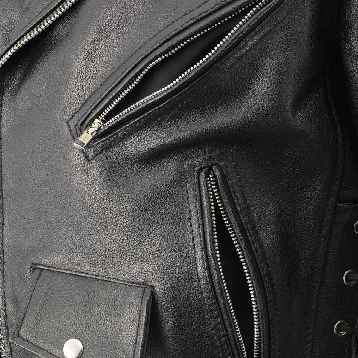 Men's XS703 Black Embossed 'Live to Ride, Ride to Live' Classic Motorcycle Jacket - Image 9