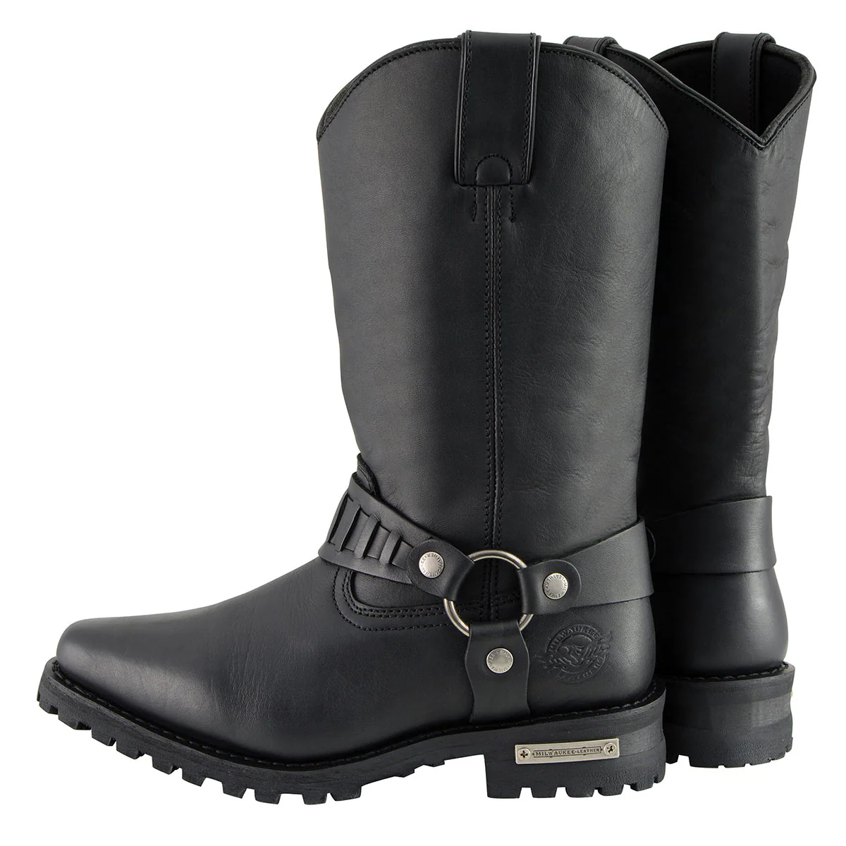 Milwaukee Leather Men’s Classic Harness Black Leather 11-Inch Western Style Motorcycle Boots MBM9015 - Image 6