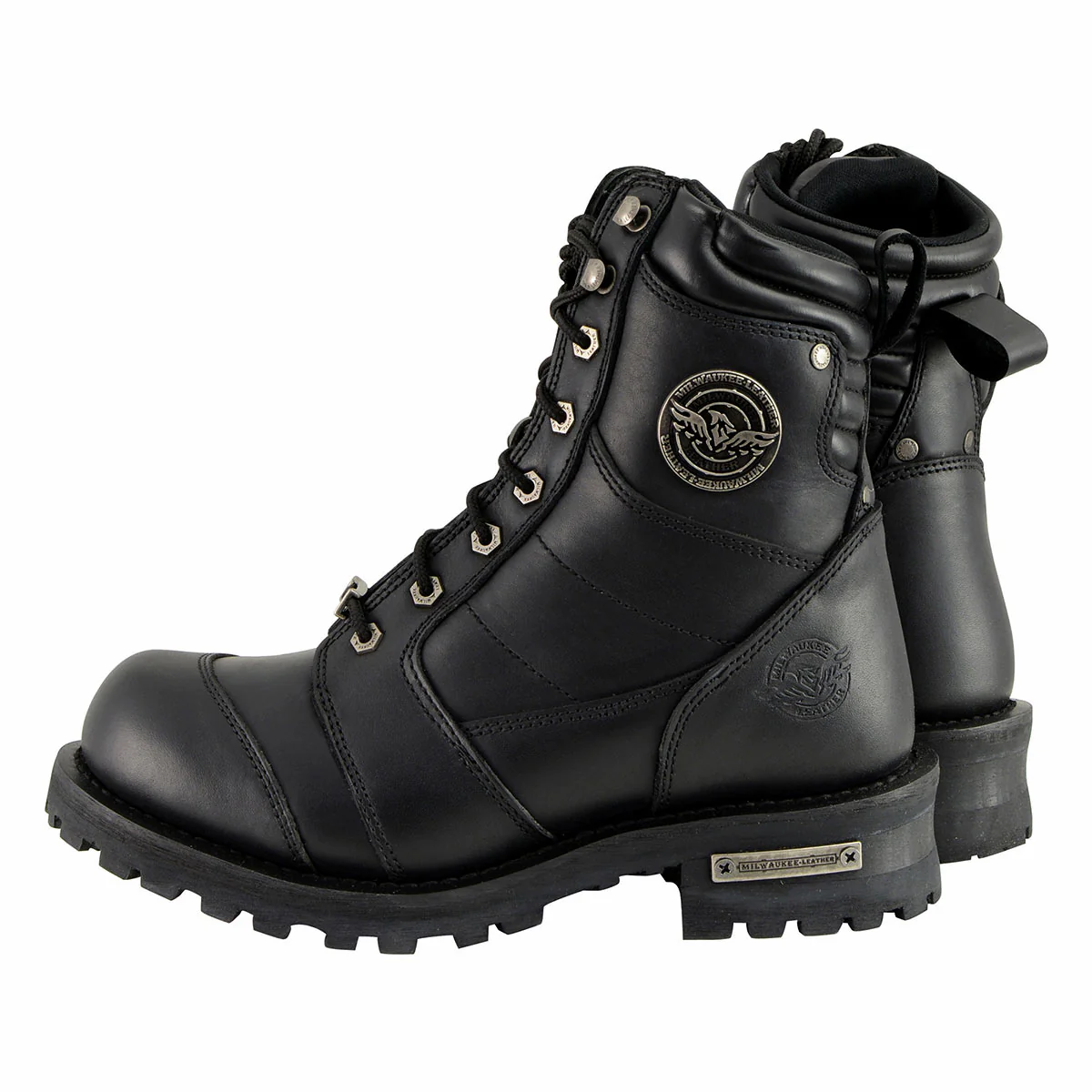 Milwaukee Leather Men's Classic Black Leather 8-inch Lace-Up Logger Motorcycle Rider Boots MBM9030 - Image 7