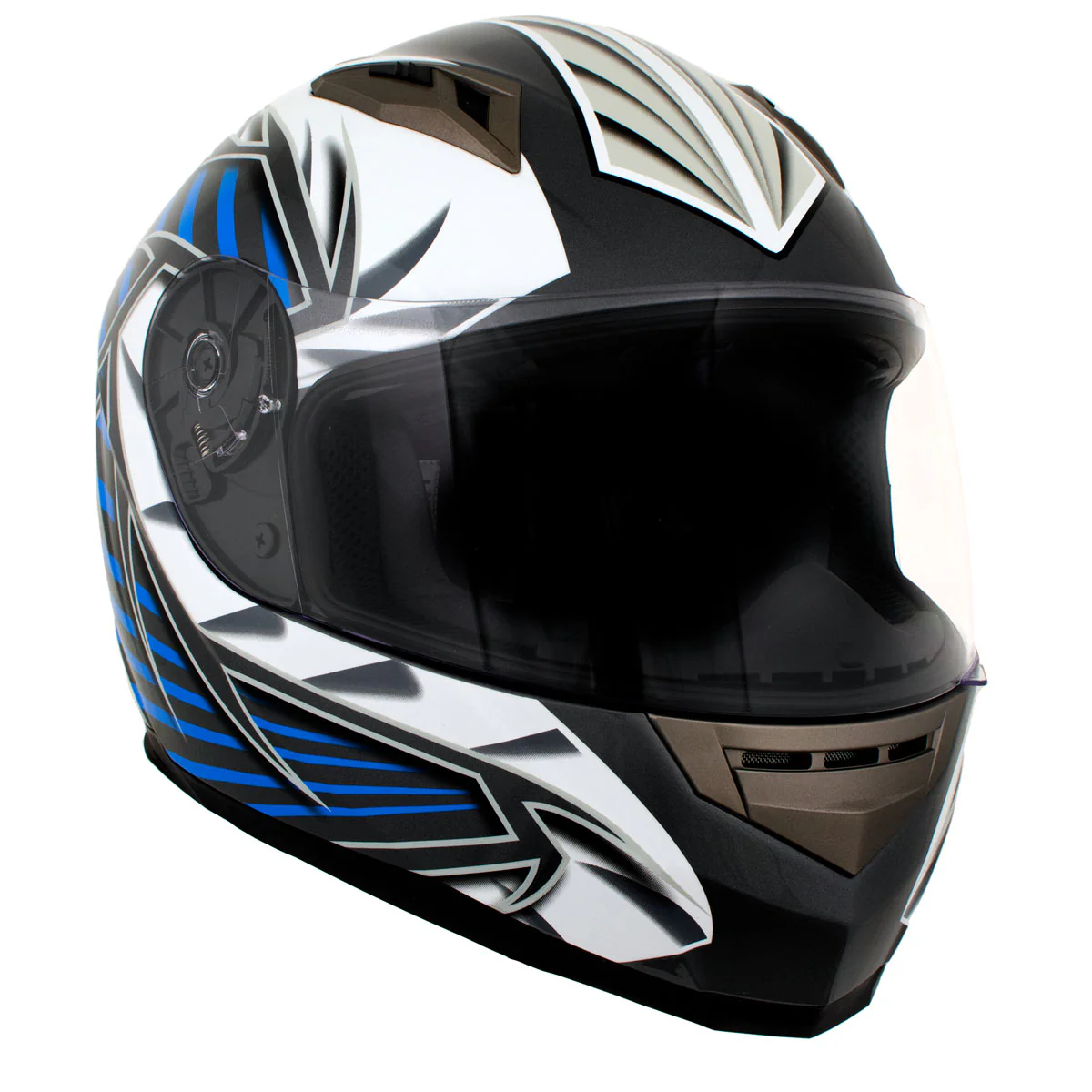 Milwaukee Helmets H512 Titanium and Blue Chit-Chat Full Face Wireless Motorcycle Helmet-Stream Music-Phone Calls - Image 12