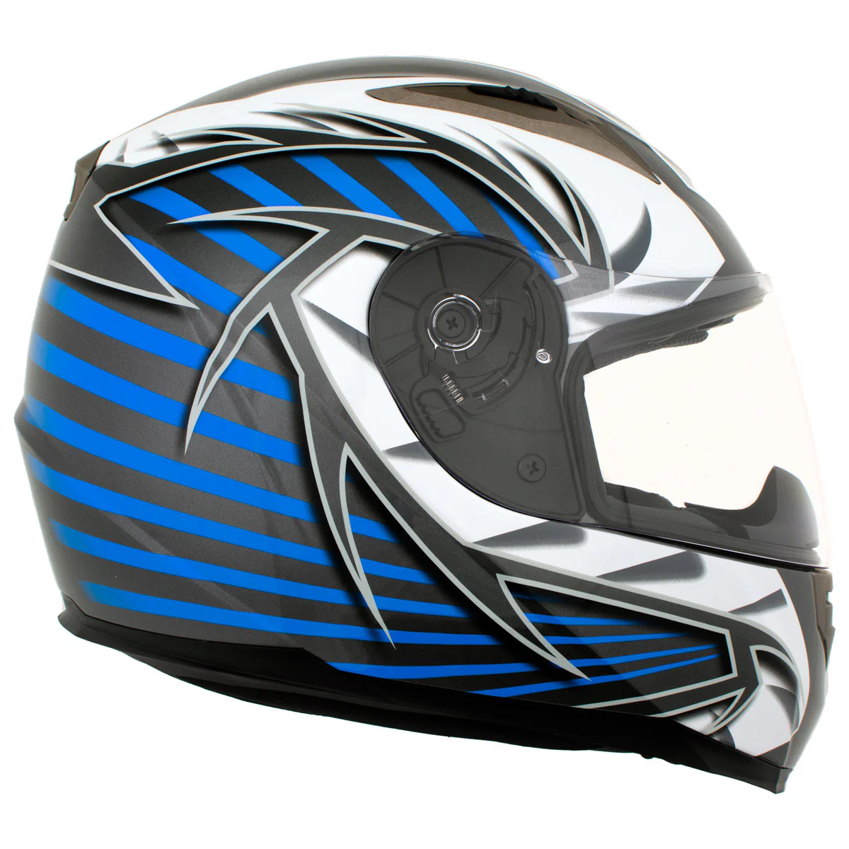 Milwaukee Helmets H512 Titanium and Blue Chit-Chat Full Face Wireless Motorcycle Helmet-Stream Music-Phone Calls - Image 9