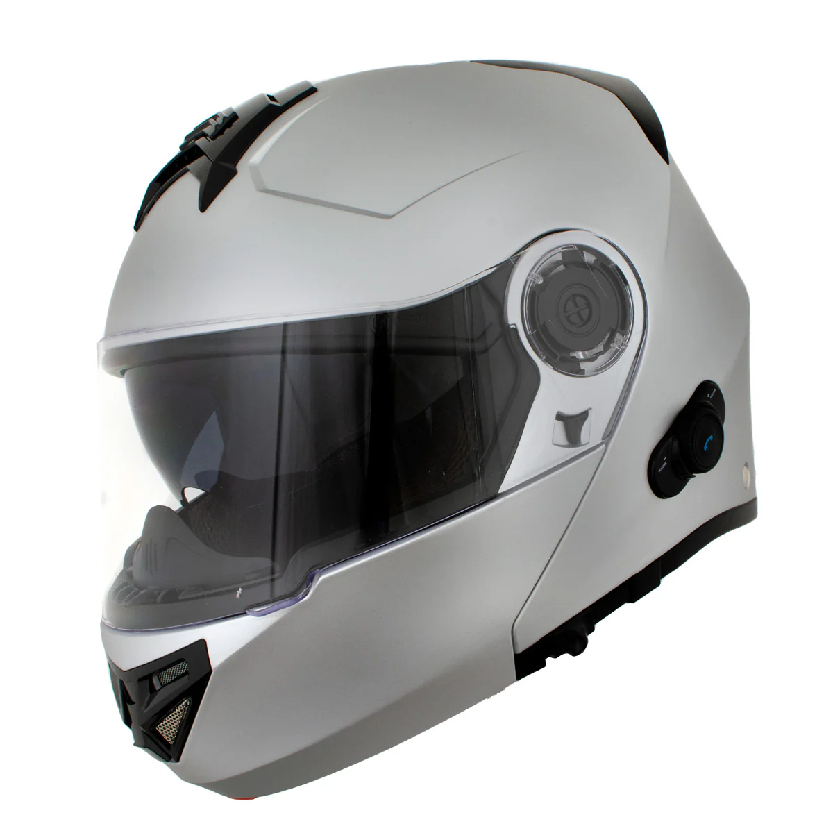 Milwaukee Helmets H7010 Flat Gray Mayday Modular Full Face Wireless Motorcycle Helmet-Stream Music-Phone Calls - Image 12