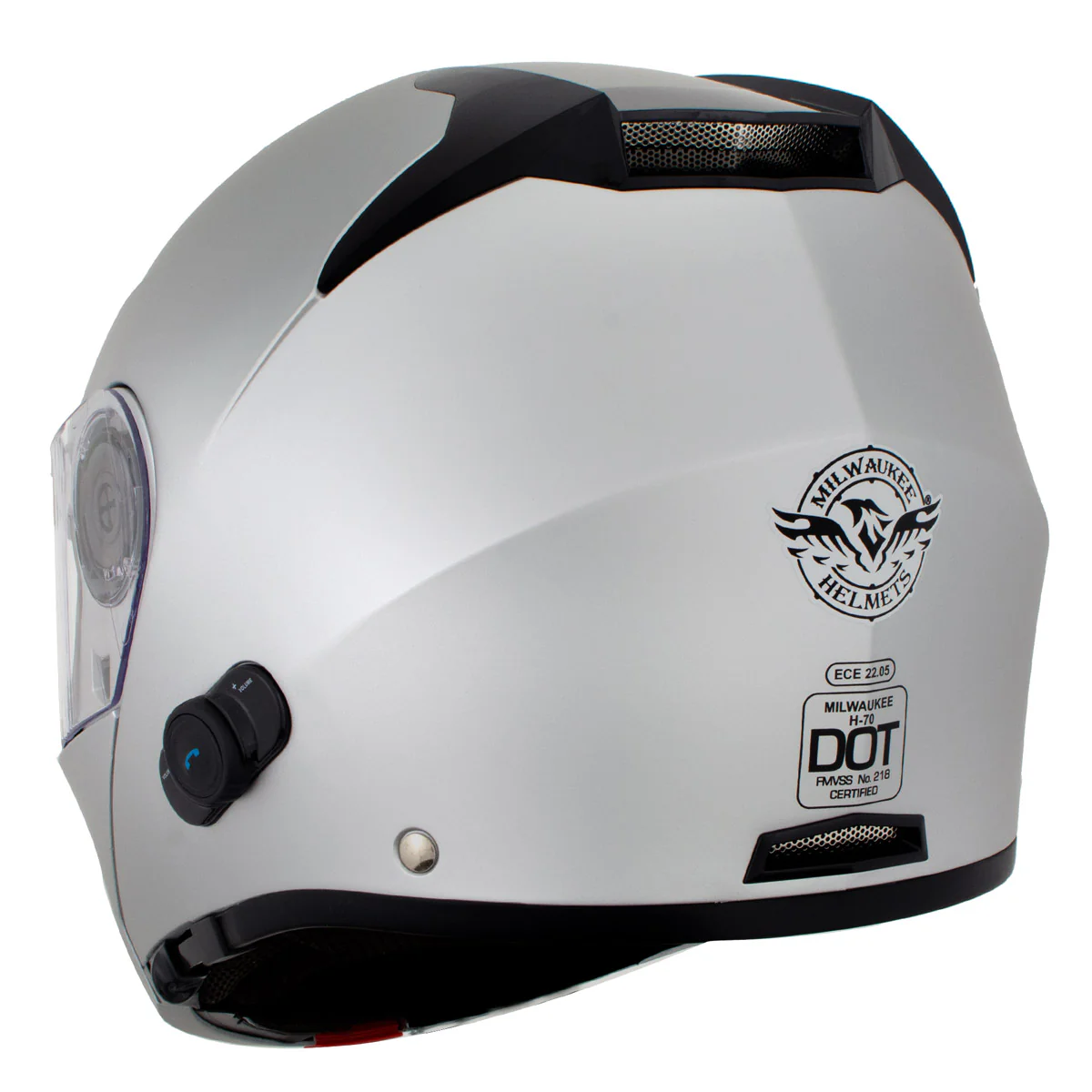 Milwaukee Helmets H7010 Flat Gray Mayday Modular Full Face Wireless Motorcycle Helmet-Stream Music-Phone Calls - Image 9