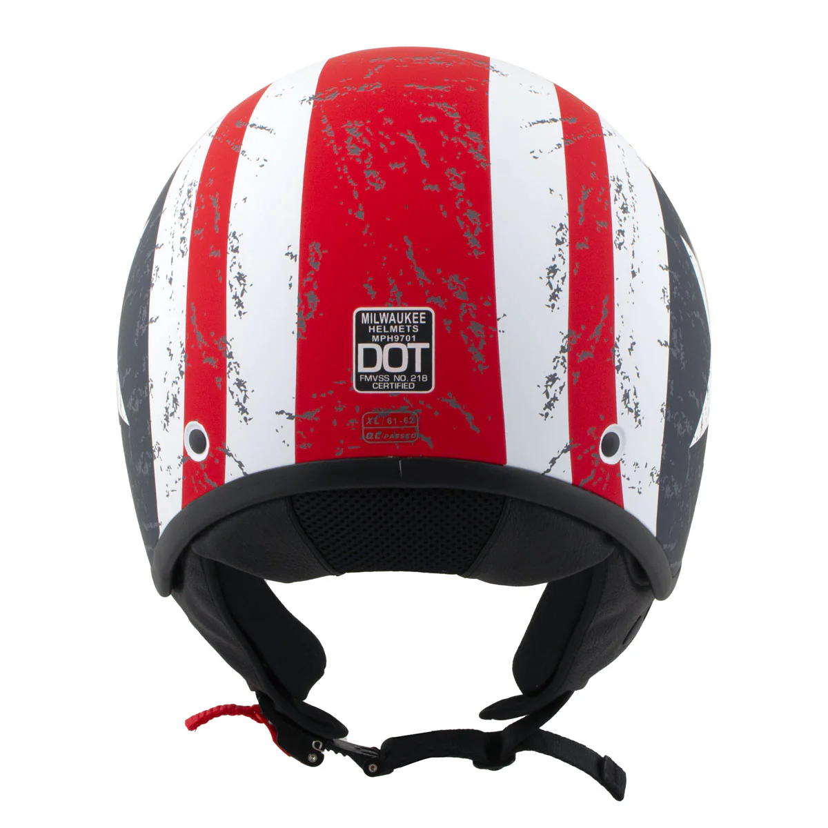 Milwaukee Helmets MPH9701DOT Maverick 3/4 Open Face Stars and Stripes Motorcycle Helmet Biker - Image 2