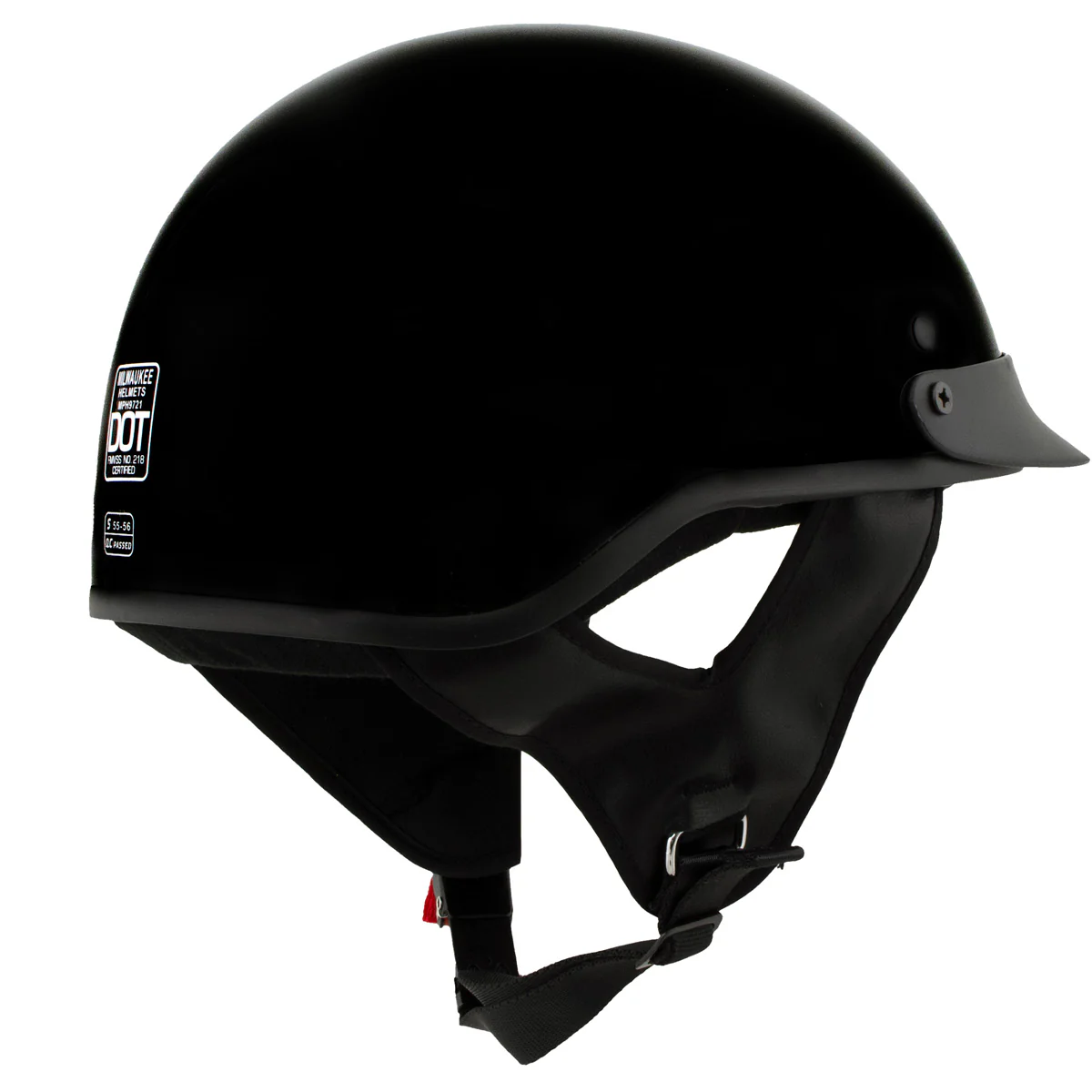 Milwaukee Helmets MPH9719DOT Momentum DOT Black Half Face Motorcycle Helmet Biker w/ Drop Down Visor - Image 8