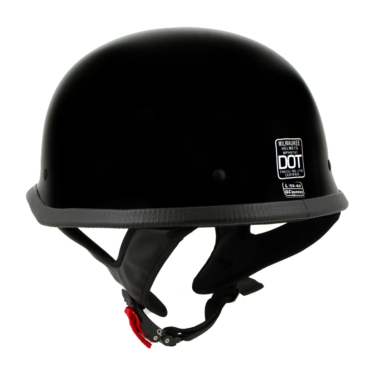 Milwaukee Helmets MPH9741DOT Motorrad DOT German Style Gloss Black Half Face Motorcycle Helmet Biker - Image 8