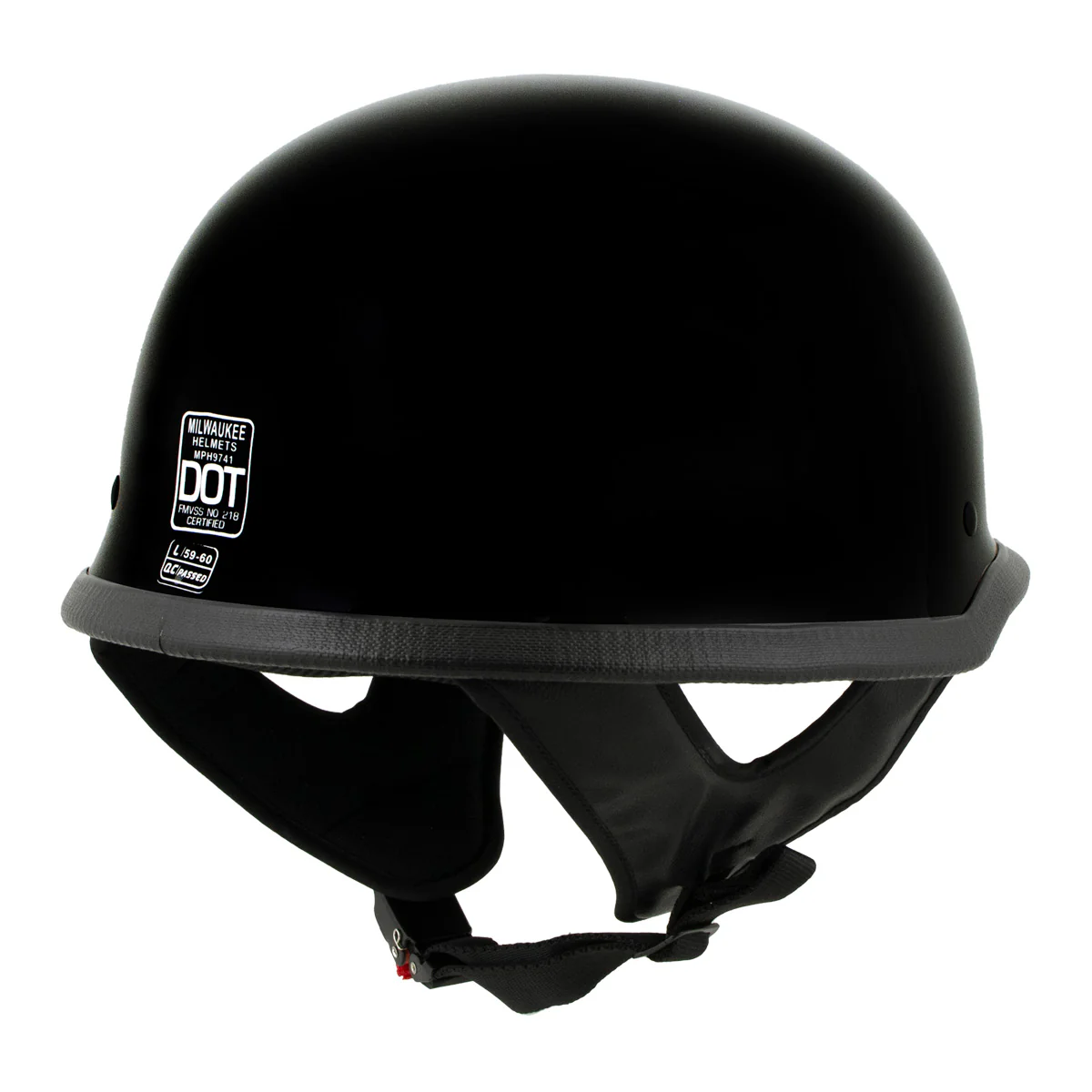 Milwaukee Helmets MPH9741DOT Motorrad DOT German Style Gloss Black Half Face Motorcycle Helmet Biker - Image 9