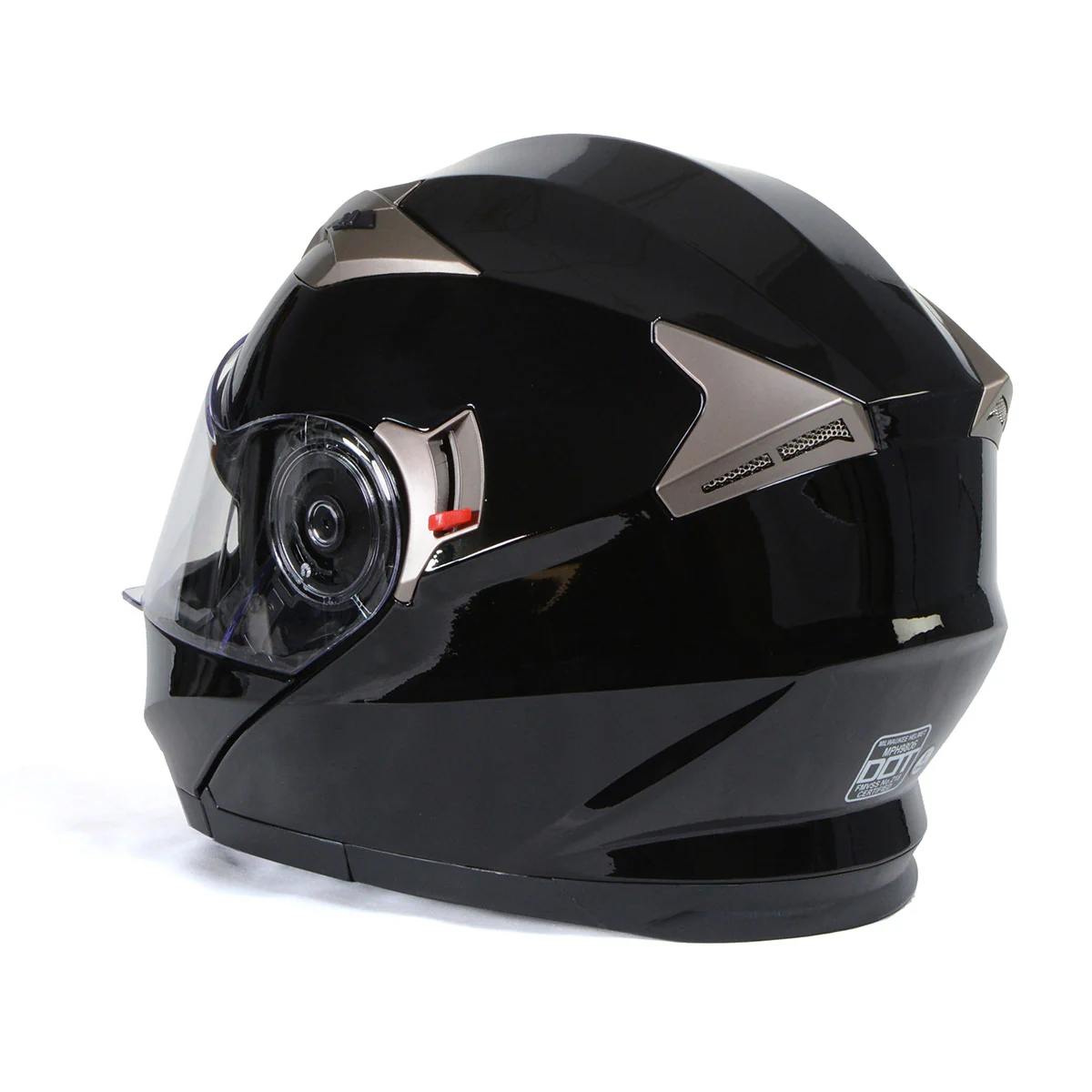 Milwaukee Helmets MPH9806DOT Ionized Gloss Black Advanced Motorcycle Modular Helmet Biker w/ Drop Down Visor - Image 11