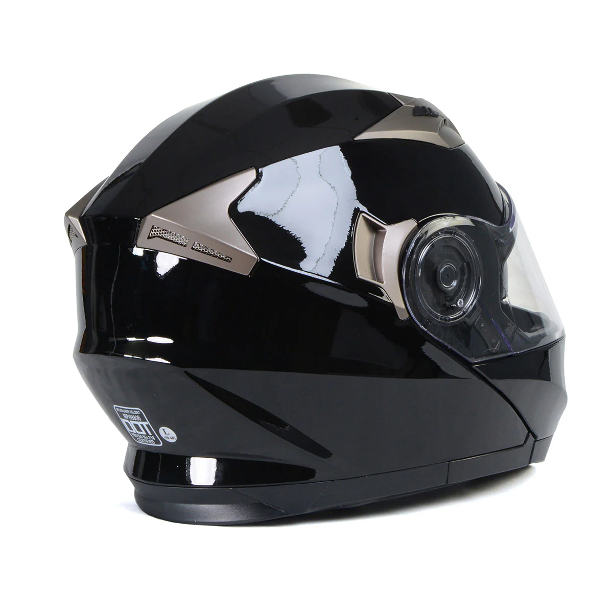 Milwaukee Helmets MPH9806DOT Ionized Gloss Black Advanced Motorcycle Modular Helmet Biker w/ Drop Down Visor - Image 13