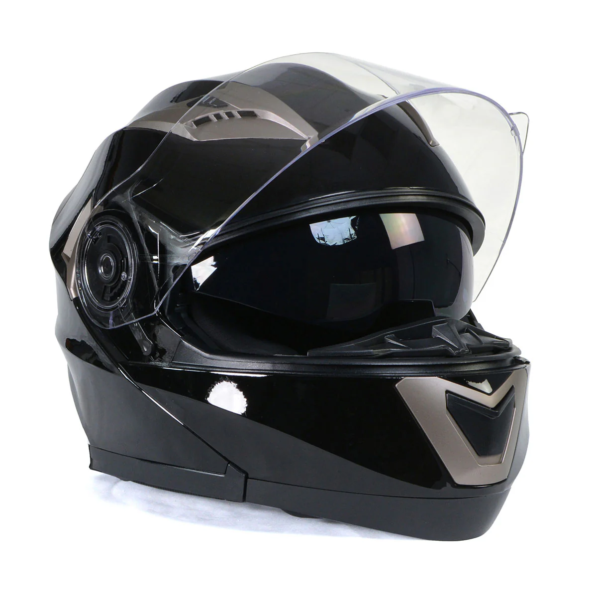 Milwaukee Helmets MPH9806DOT Ionized Gloss Black Advanced Motorcycle Modular Helmet Biker w/ Drop Down Visor - Image 18