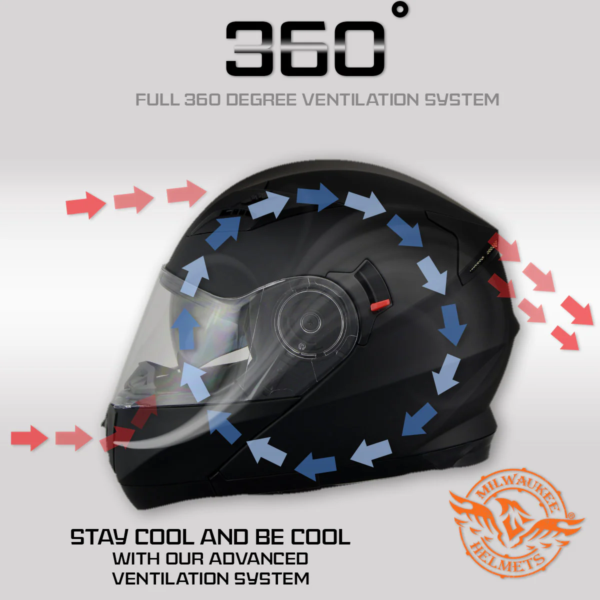 Milwaukee Helmets MPH9806DOT Ionized Gloss Black Advanced Motorcycle Modular Helmet Biker w/ Drop Down Visor - Image 4