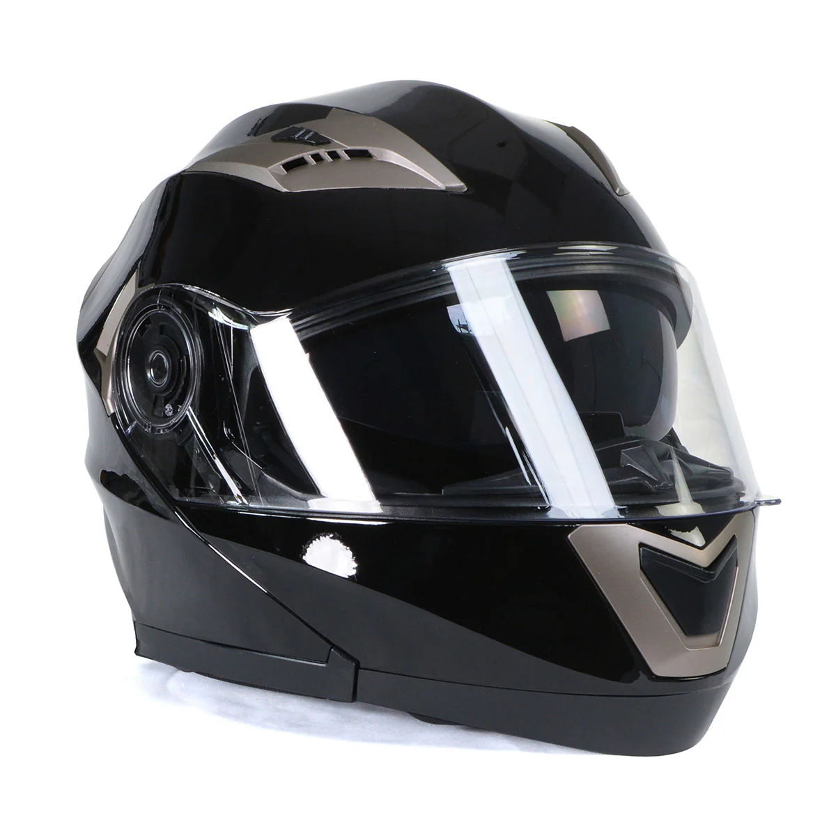 Milwaukee Helmets MPH9806DOT Ionized Gloss Black Advanced Motorcycle Modular Helmet Biker w/ Drop Down Visor - Image 8