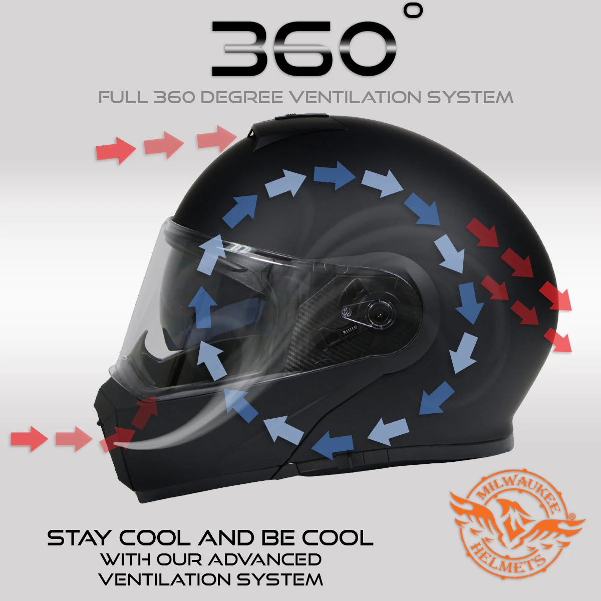 Milwaukee Helmets MPH9812DOT Flat Black Menace Advanced Motorcycle Modular Helmet Biker w/ Drop Down Visor - Image 4