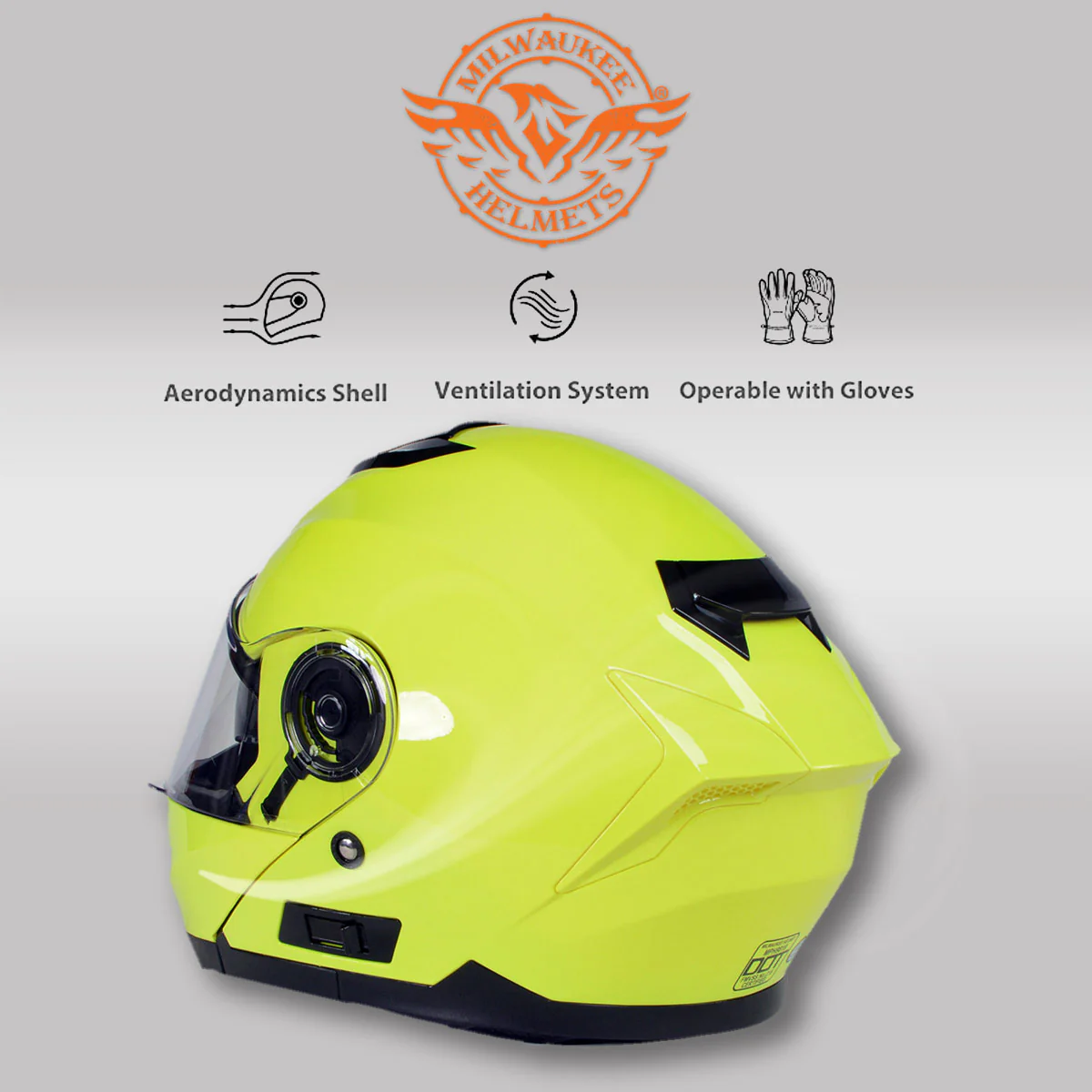 Milwaukee Helmets MPH9819DOT Breeze Green Advanced Motorcycle Modular Helmet Biker w/ Drop Down Visor - Image 6