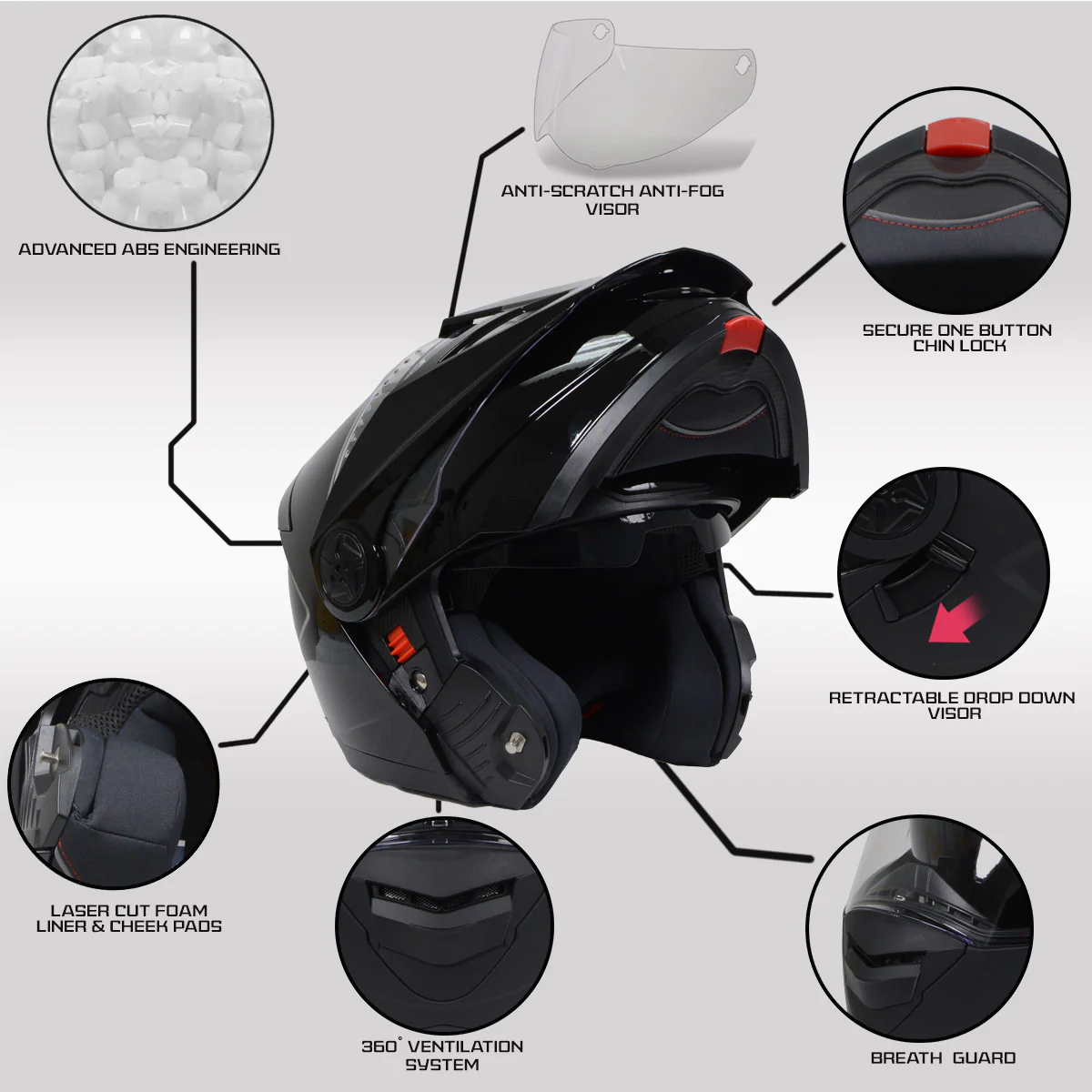 Milwaukee Helmets Gloss Black Ominous Dual Sport Advanced Motorcycle Modular Helmet DOT Approved MPH9821DOT - Image 2