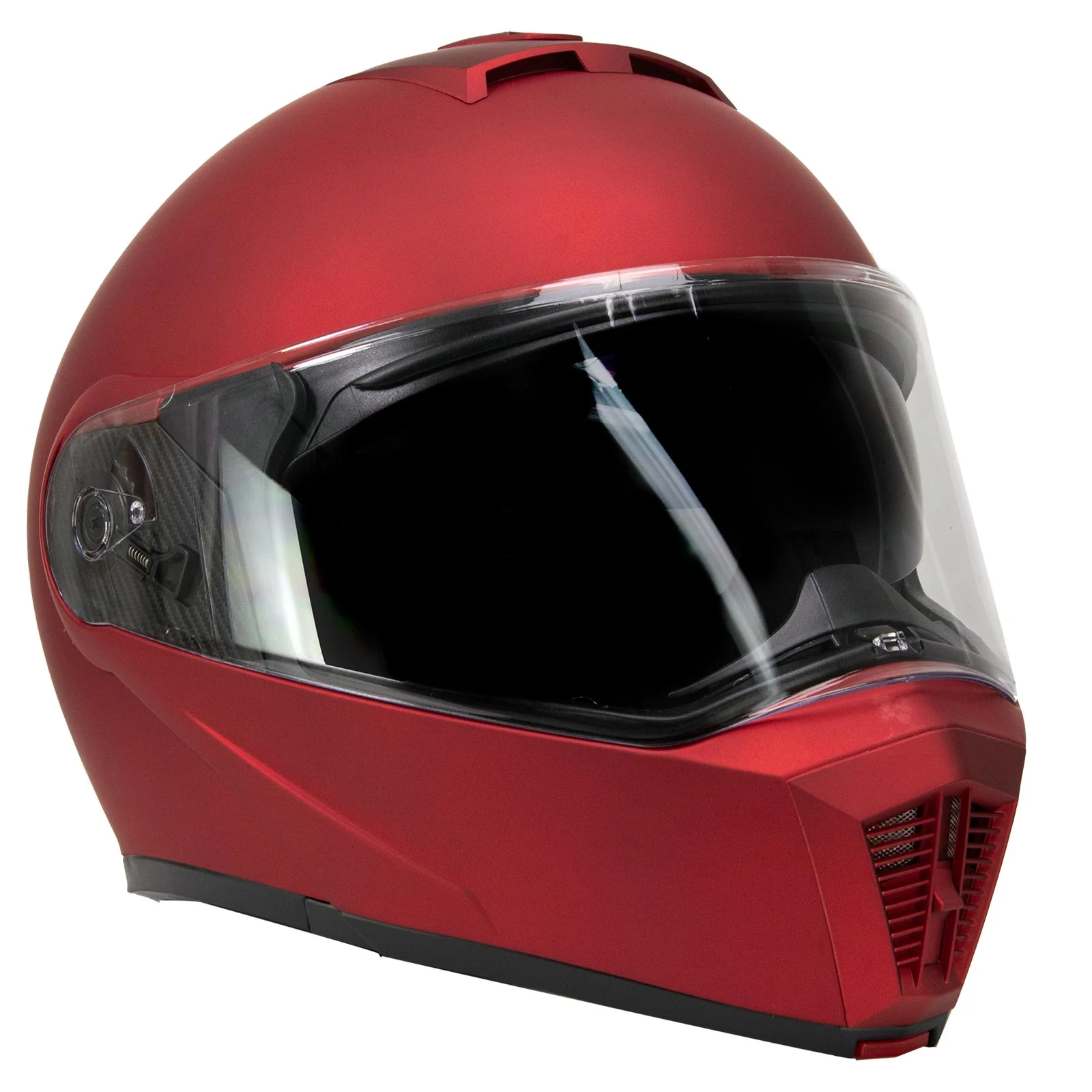 Milwaukee Helmets MPH9827DOT Cypher Flat Red Advanced Motorcycle Modular Helmet w/ Drop Down Visor - Image 9