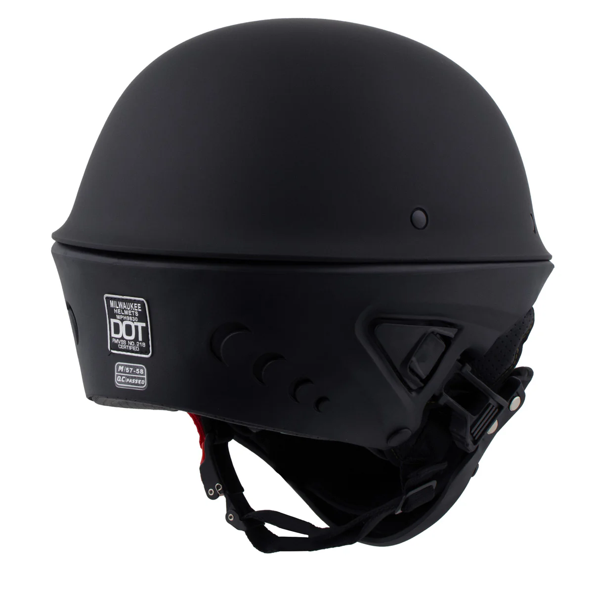 Milwaukee Helmets MPH9830DOT Rascal 3/4 Open Face Flat Black 2 in 1 Motorcycle Helmet Biker - Image 11