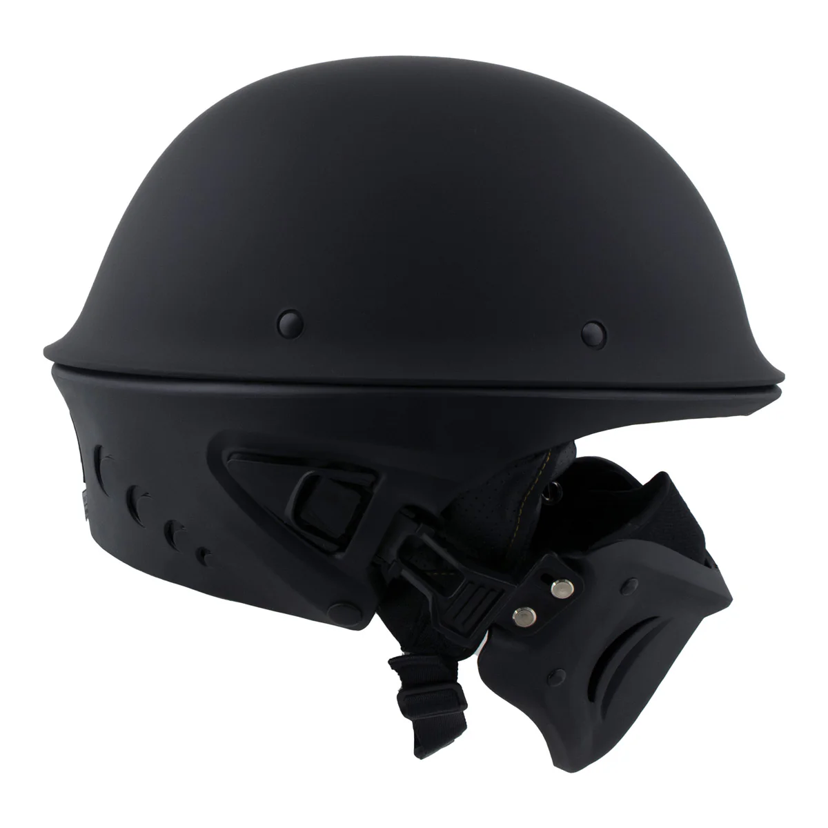 Milwaukee Helmets MPH9830DOT Rascal 3/4 Open Face Flat Black 2 in 1 Motorcycle Helmet Biker - Image 6