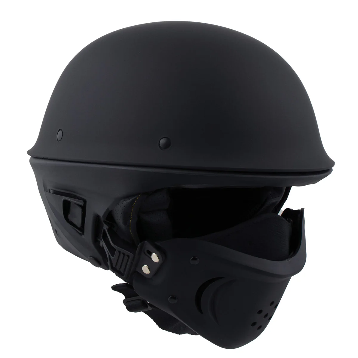 Milwaukee Helmets MPH9830DOT Rascal 3/4 Open Face Flat Black 2 in 1 Motorcycle Helmet Biker - Image 9