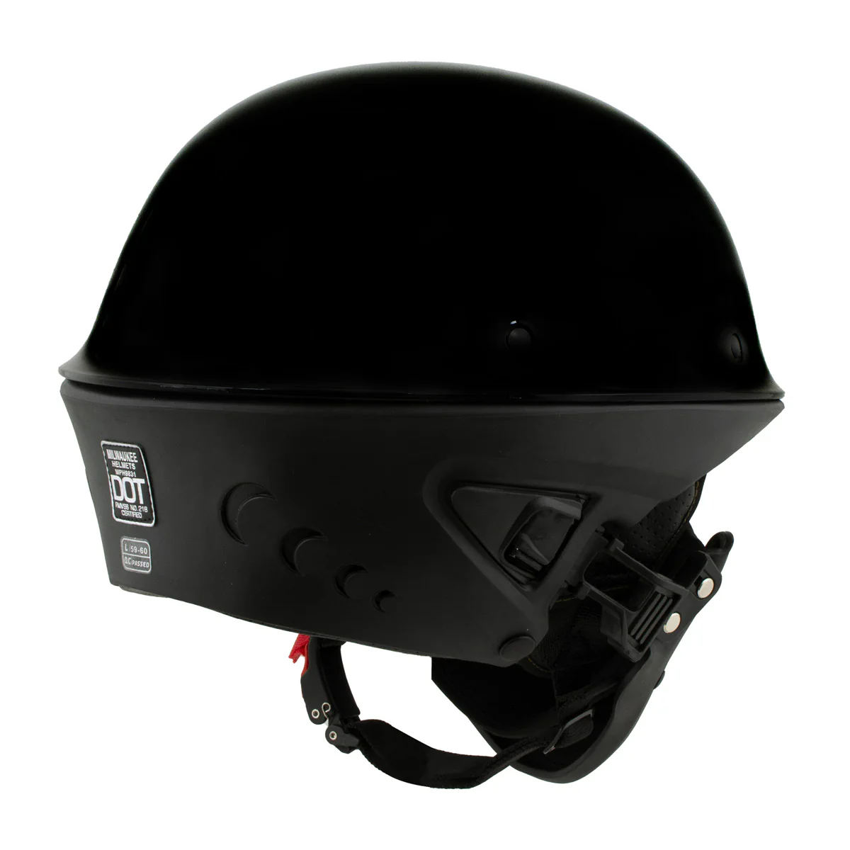 Milwaukee Helmets MPH9831DOT Rascal 3/4 Open Face Gloss Black 2 in 1 Motorcycle Helmet Biker - Image 6