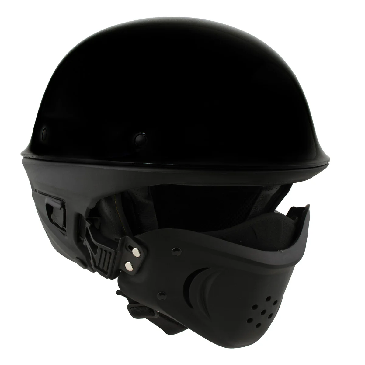 Milwaukee Helmets MPH9831DOT Rascal 3/4 Open Face Gloss Black 2 in 1 Motorcycle Helmet Biker - Image 8