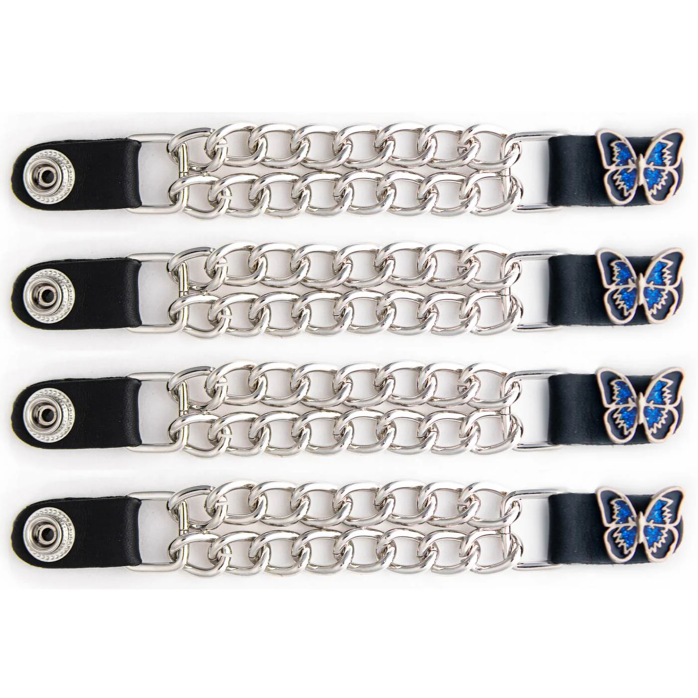 Milwaukee Leather 4-Piece Vest Extender Set - Blue Butterfly, Double Chrome Chains, 4-Inch-MLA6039SET