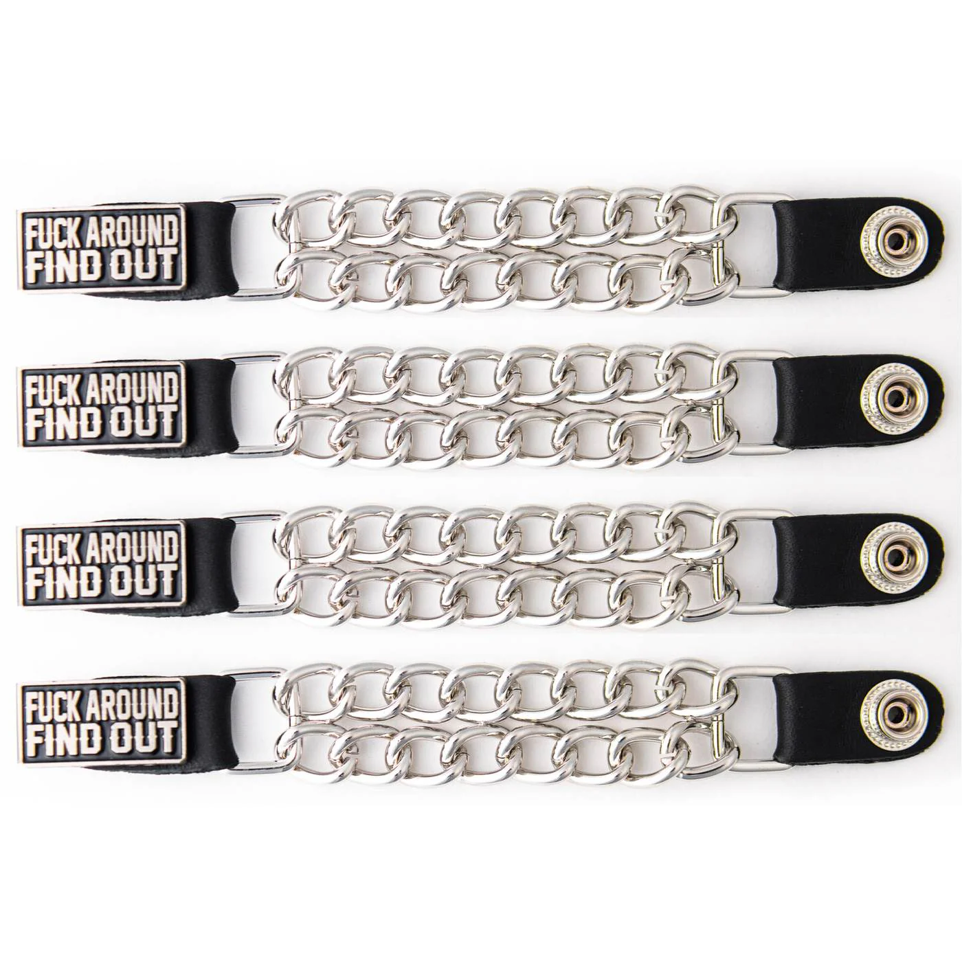 Milwaukee Leather 4-Piece Vest Extender Set - FAFO, Double Chrome Chains, 4-Inch-MLA6030SET