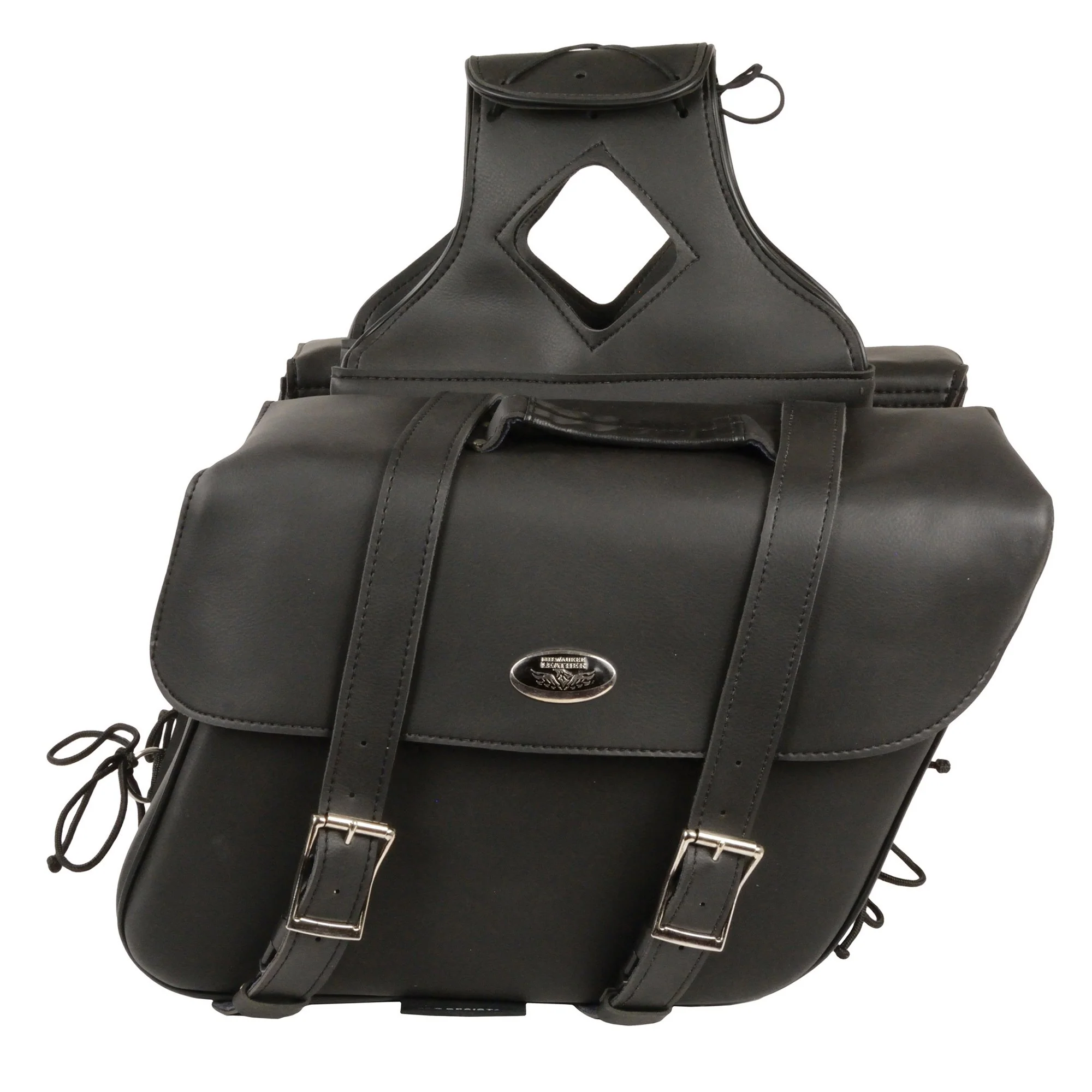 Milwaukee Leather SH580ZB Black Large Zip-Off PVC Slanted Throw Over Motorcycle Saddlebags - Image 2