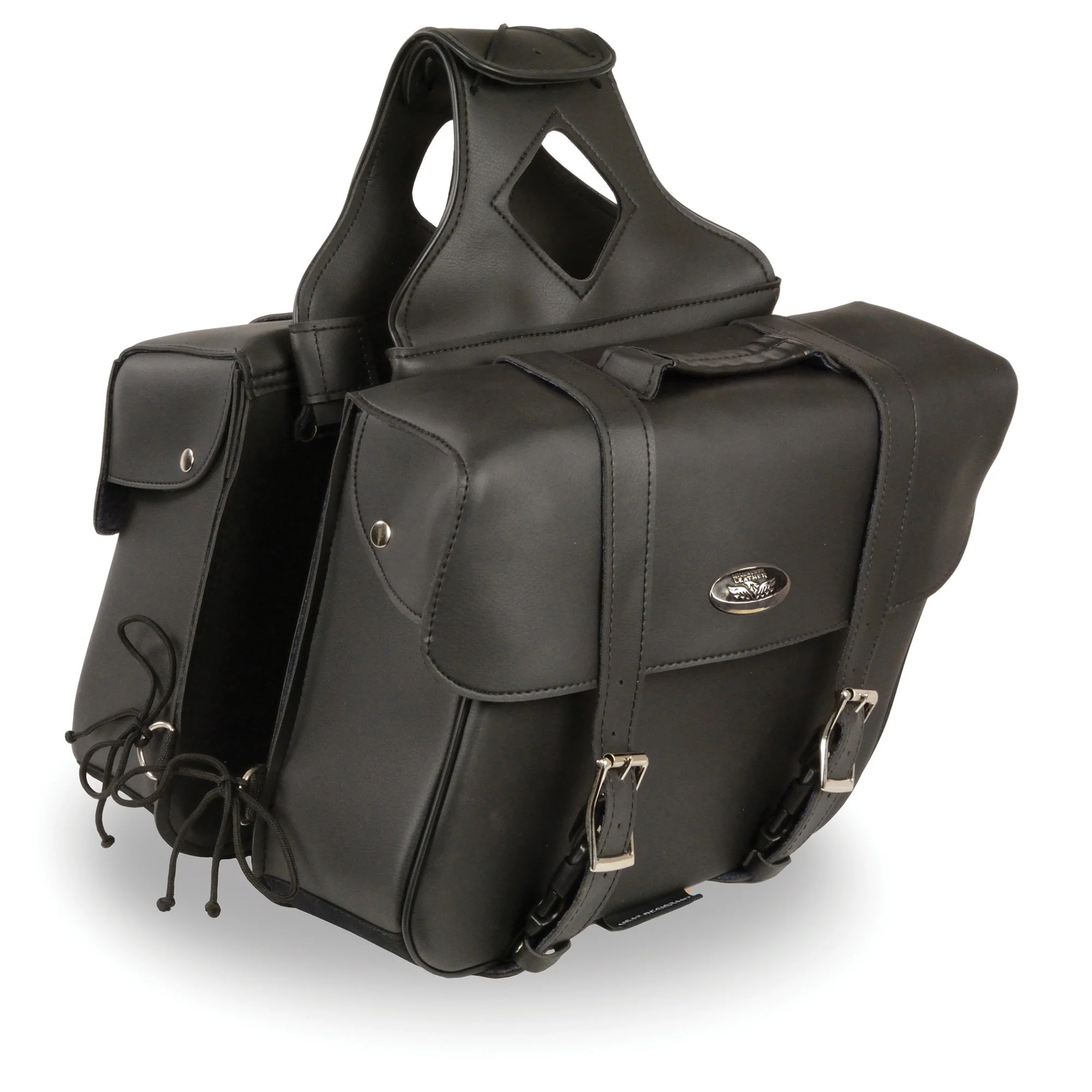 Milwaukee Leather SH580ZB Black Large Zip-Off PVC Slanted Throw Over Motorcycle Saddlebags - Image 3