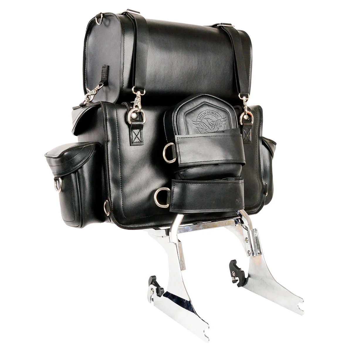 Milwaukee Leather MP8100 Large Black PVC 2-Piece Motorcycle Touring Pack Sissy Bar Bag - Image 3