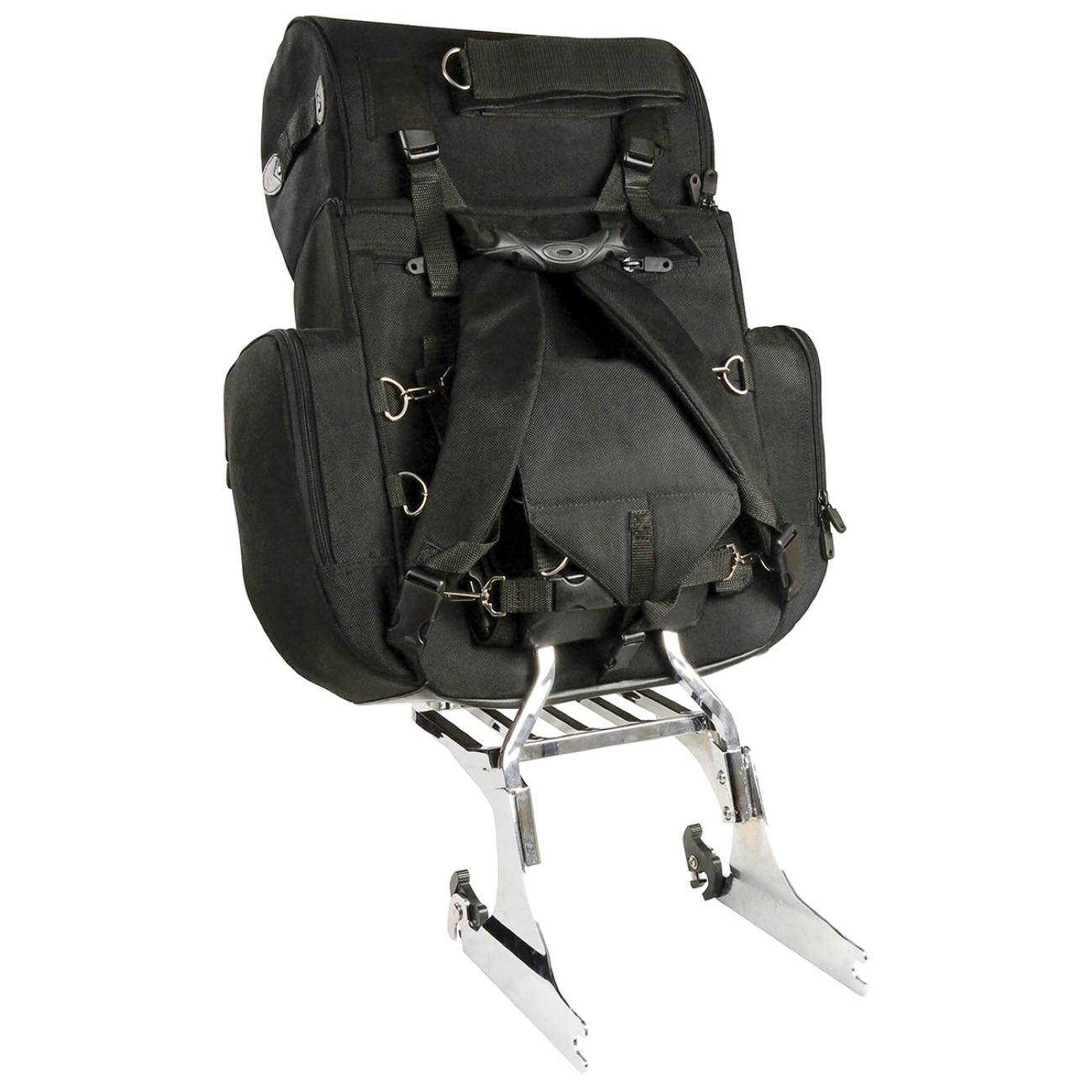 Milwaukee Leather MP8122 Large Black Textile Motorcycle 2-Piece Deluxe Sissy Bar Bag - Image 5