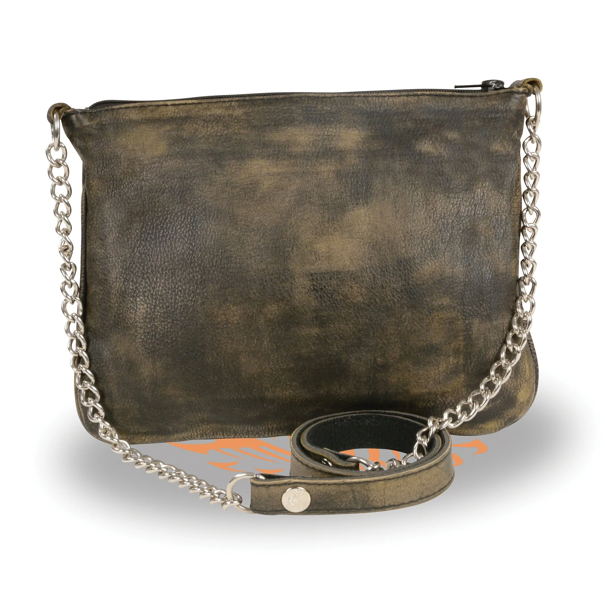 Milwaukee Leather MP8810 Women's Distress Brown Chain Strap Riveted Shoulder Bag - Image 2