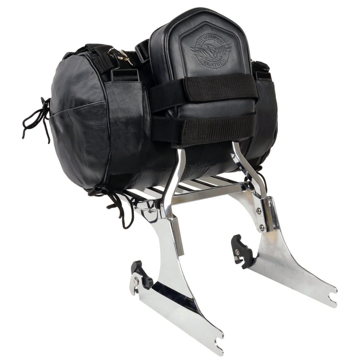 Milwaukee Leather SH535 Small Motorcycle Leather Roll Bag Mounts to Sissy Bar Easily - Image 4