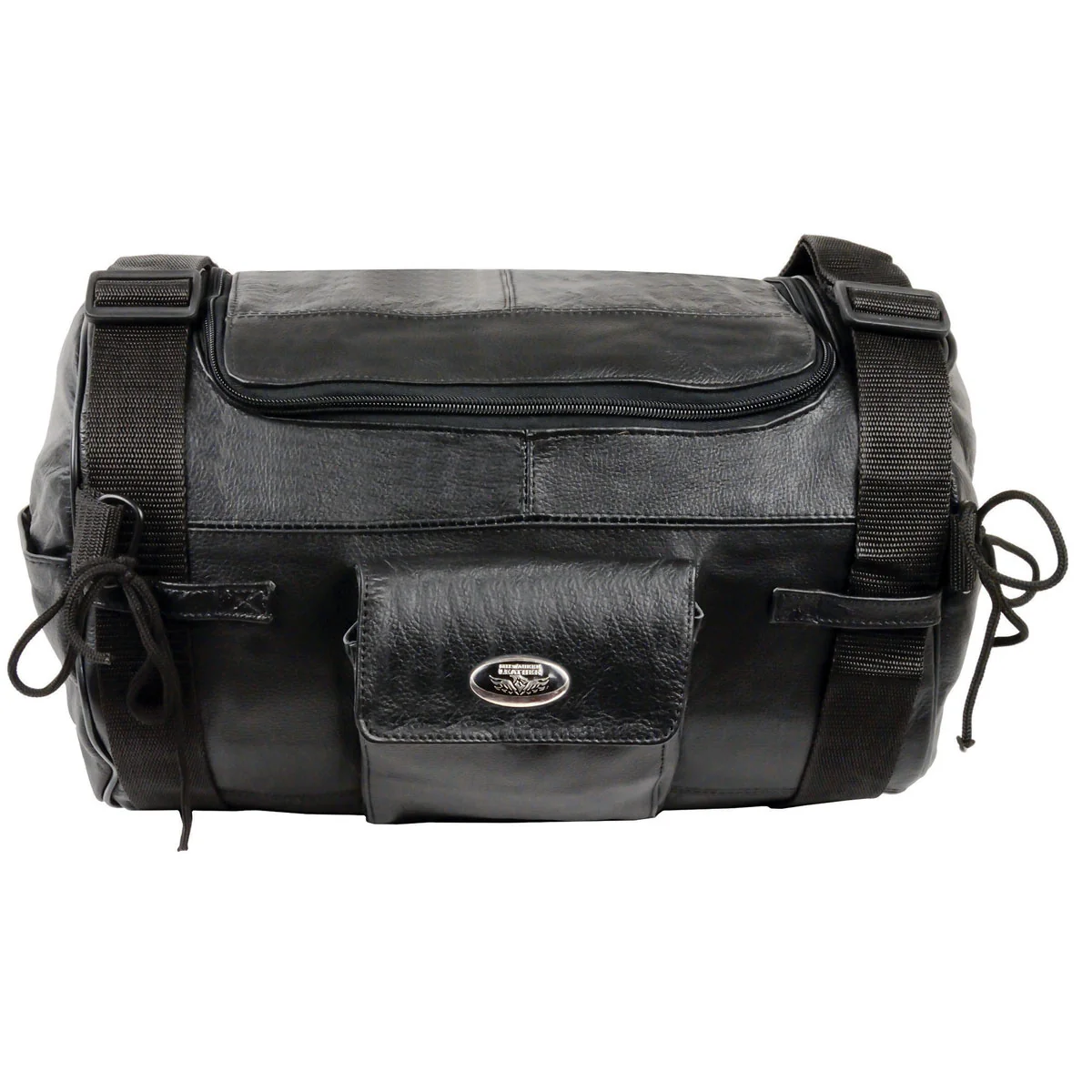 Milwaukee Leather SH535 Small Motorcycle Leather Roll Bag Mounts to Sissy Bar Easily - Image 6